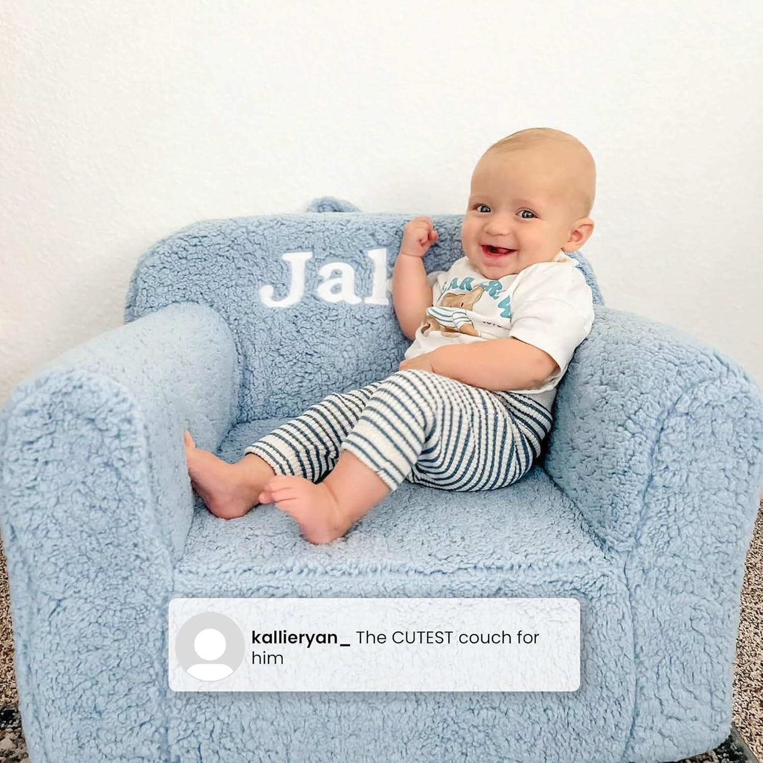 Cream Sherpa Kids Armchair with Personalized Name