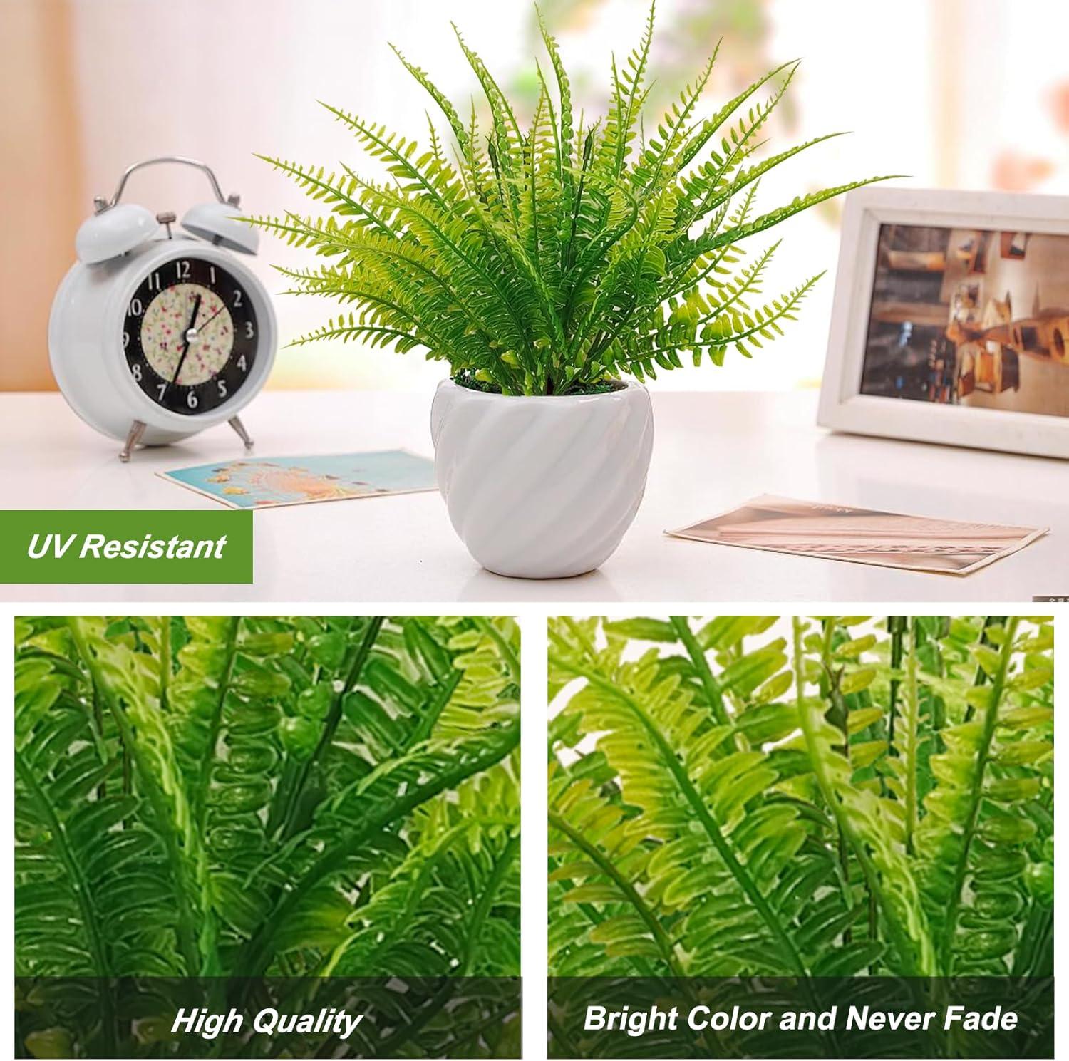 40 Pcs Artificial Boston Fake Fern Plants Bushes Faux Plants Shrubs Greenery UV Resistant for House Office Garden Indoor Outdoor Décor