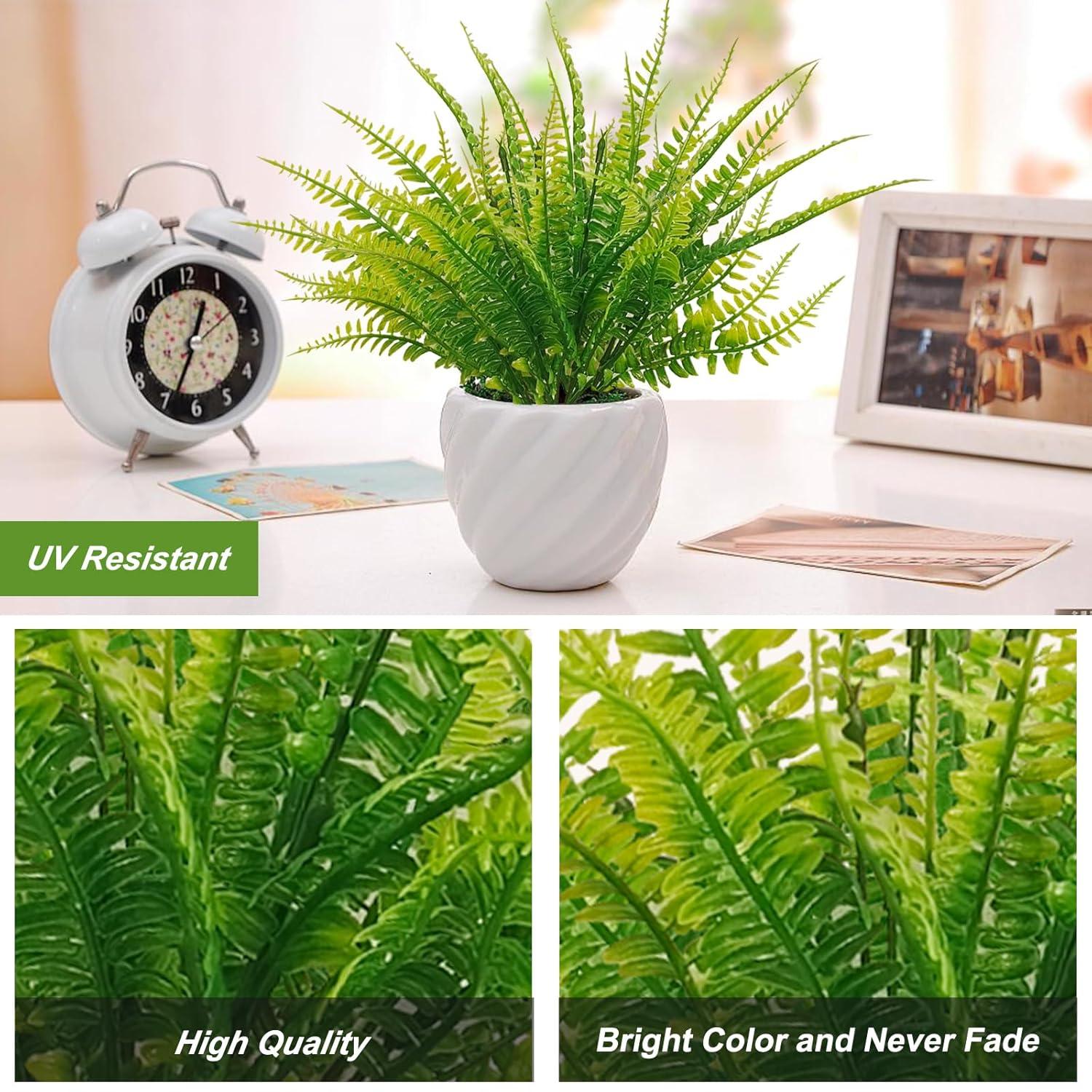 40 Pcs Artificial Boston Fake Fern Plants Bushes Faux Plants Shrubs Greenery UV Resistant for House Office Garden Indoor Outdoor Décor
