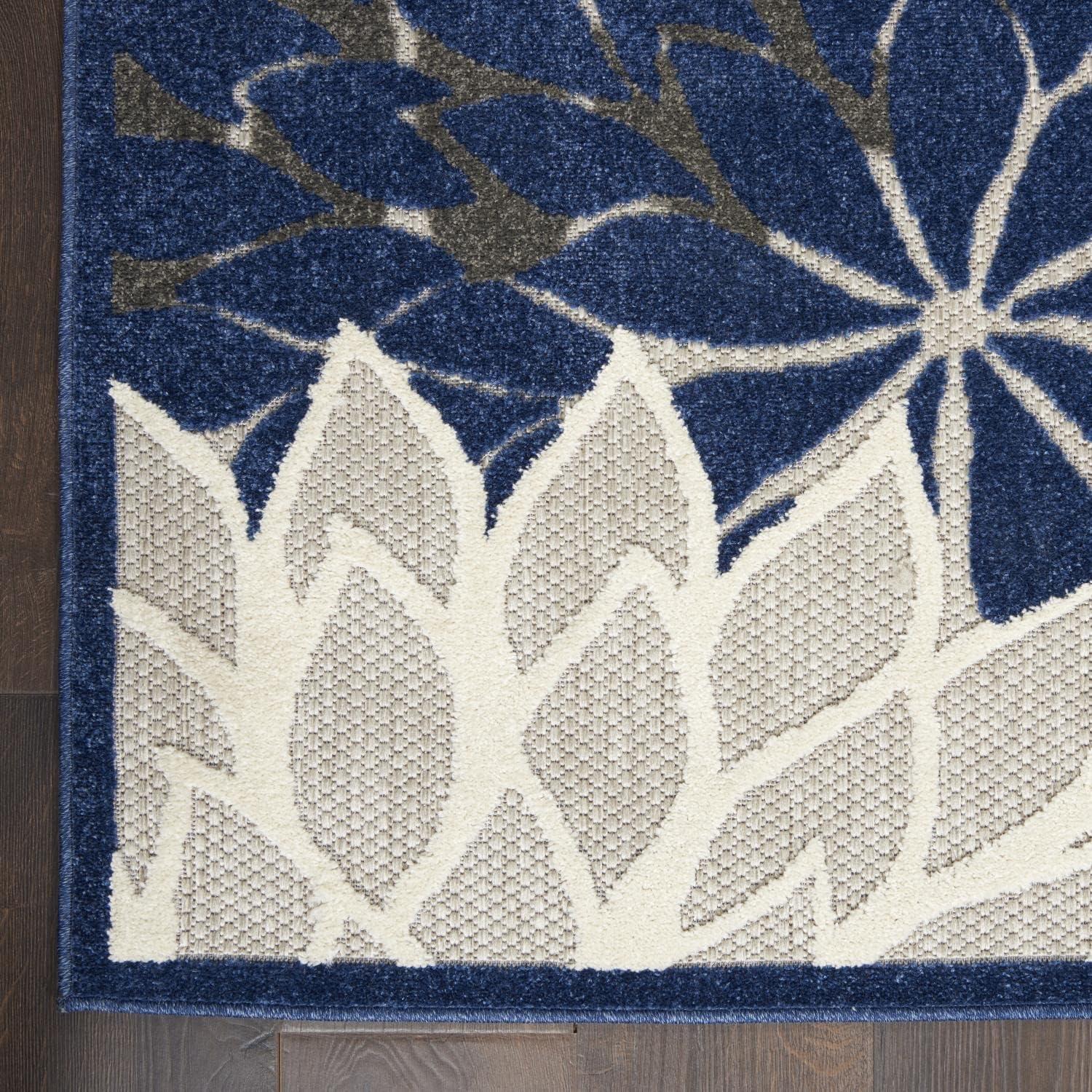 Nourison Aloha Floral Bloom Flatweave High-Low Indoor Outdoor Area Rug Blue/Multicolor 3'6" x 5'6"