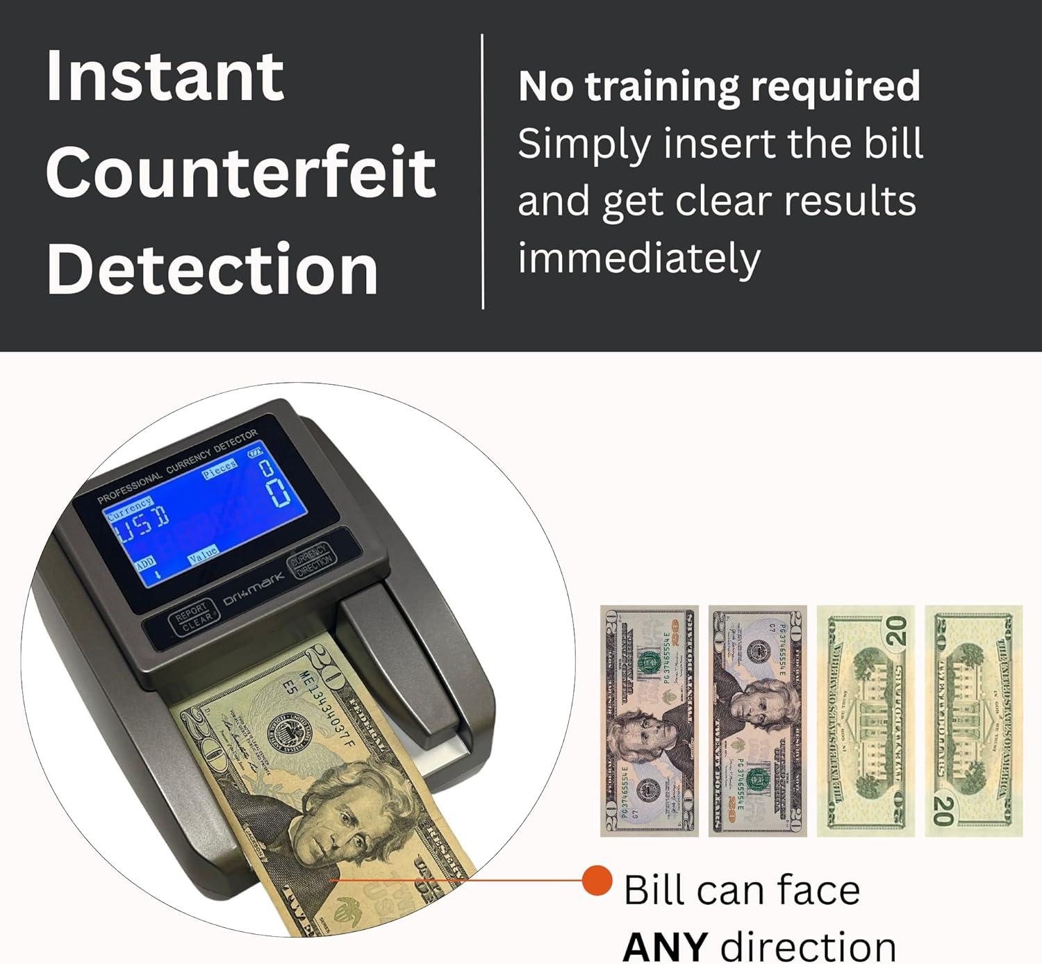 Compact Black Counterfeit Detector Machine with LCD Display