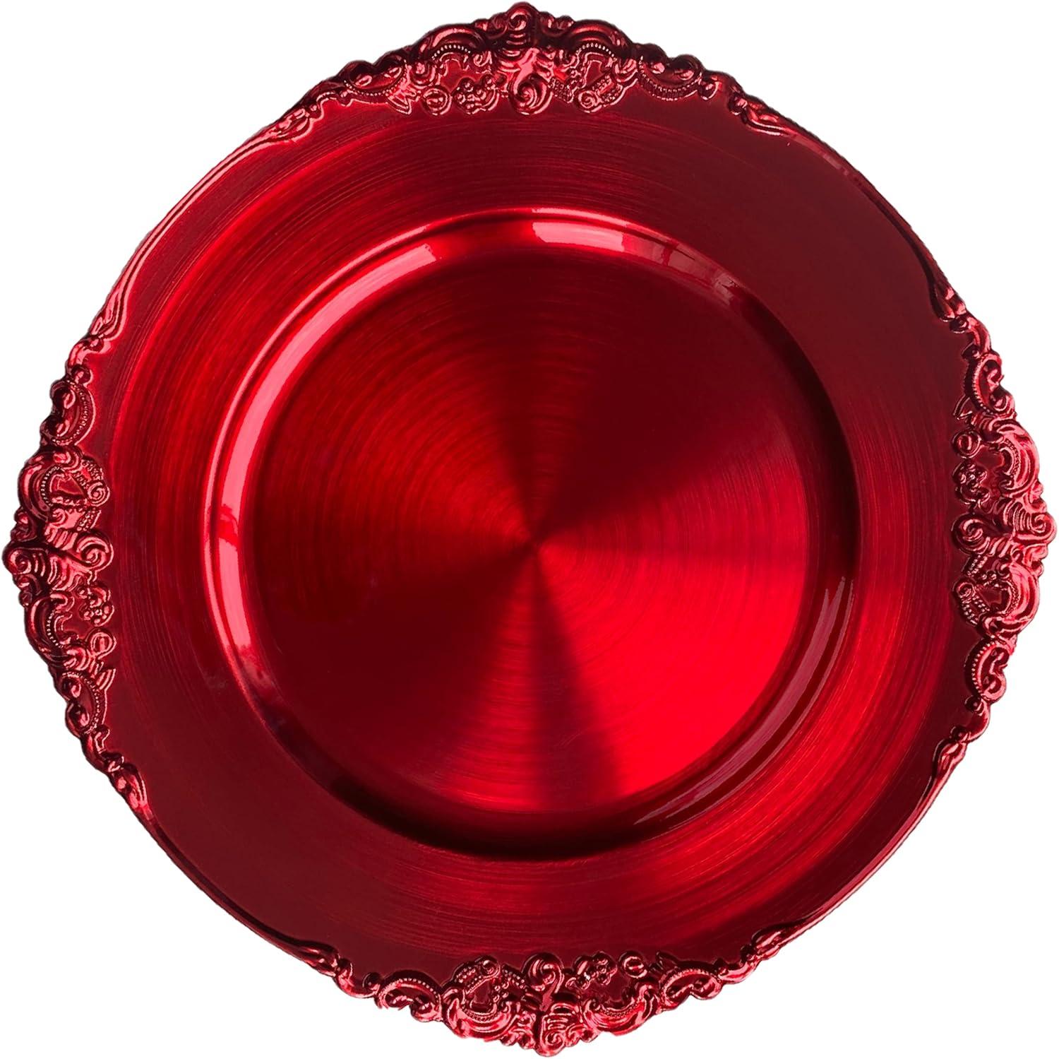 13 Inch Light Blue Charger Plates, Round Plastic Reef Plate Chargers for Dinner Plates, Wedding, Party Elegant Decoration Place Mats (24, Light Blue)