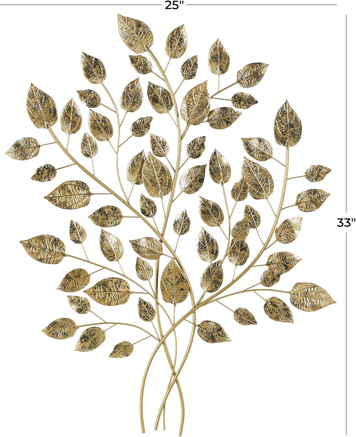 Metal Large Metallic Leaf Gold Wall Decor