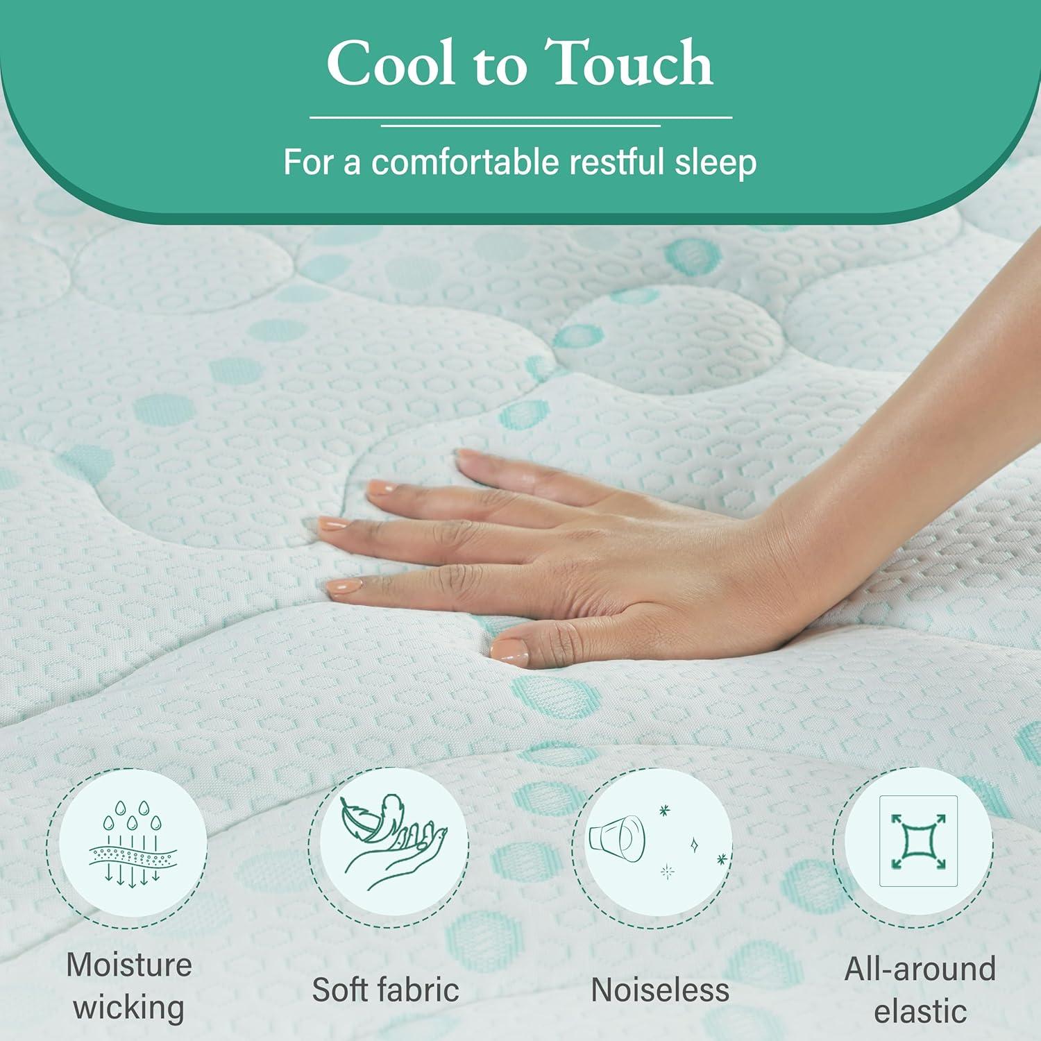 3-Zone Cooling Mattress Pad, Quilted Mattress Pad with Deep Pocket, Fits 8 - 20 Inch Mattress