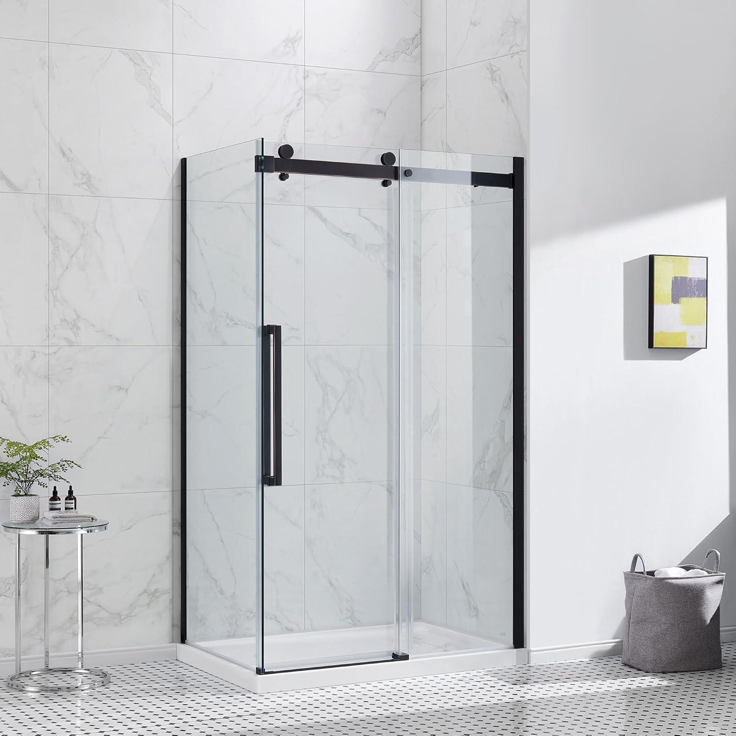 OVE Decors Bel Soft Close Stainless Steel 3-Piece 32-in x 48-in x 81-in Base/Door Corner Shower Kit