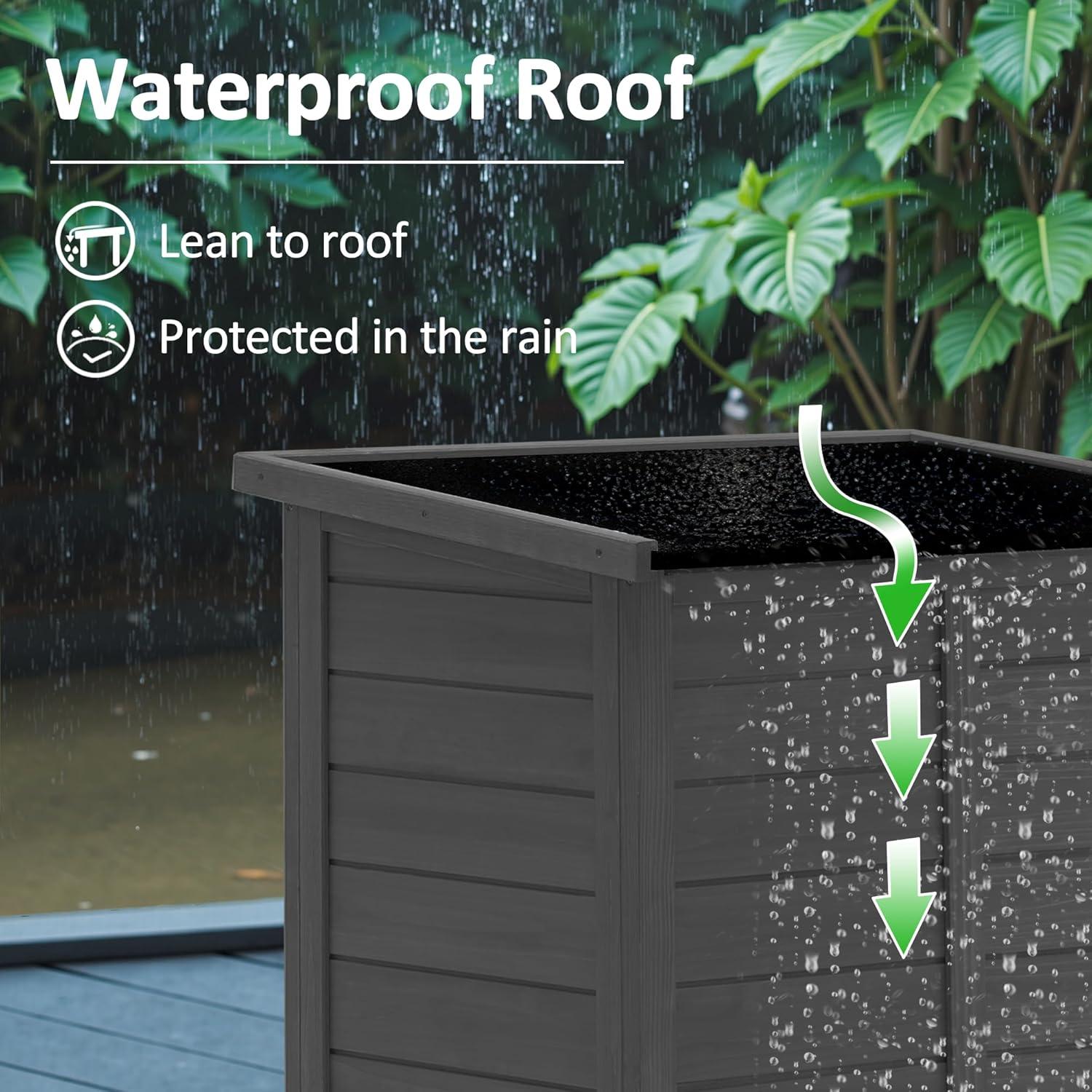 MCombo 24.6 in. W x 18 in. D Outdoor Wood Storage Cabinet，Garden Wooden Tool Shed with Double Doors