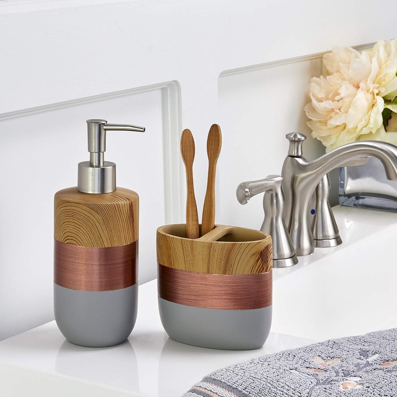 SKL Home Liselotte Resin/Cement Toothbrush Holder, Copper