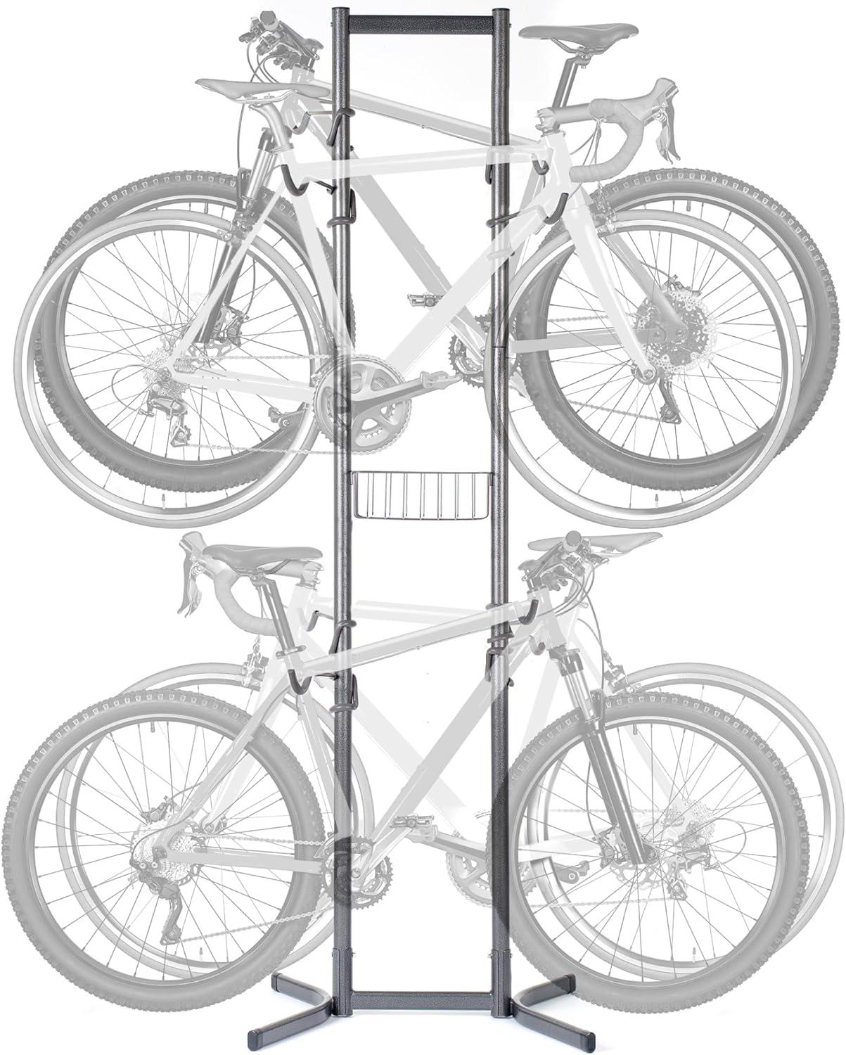 Four Bike Free-Standing Rack With Basket