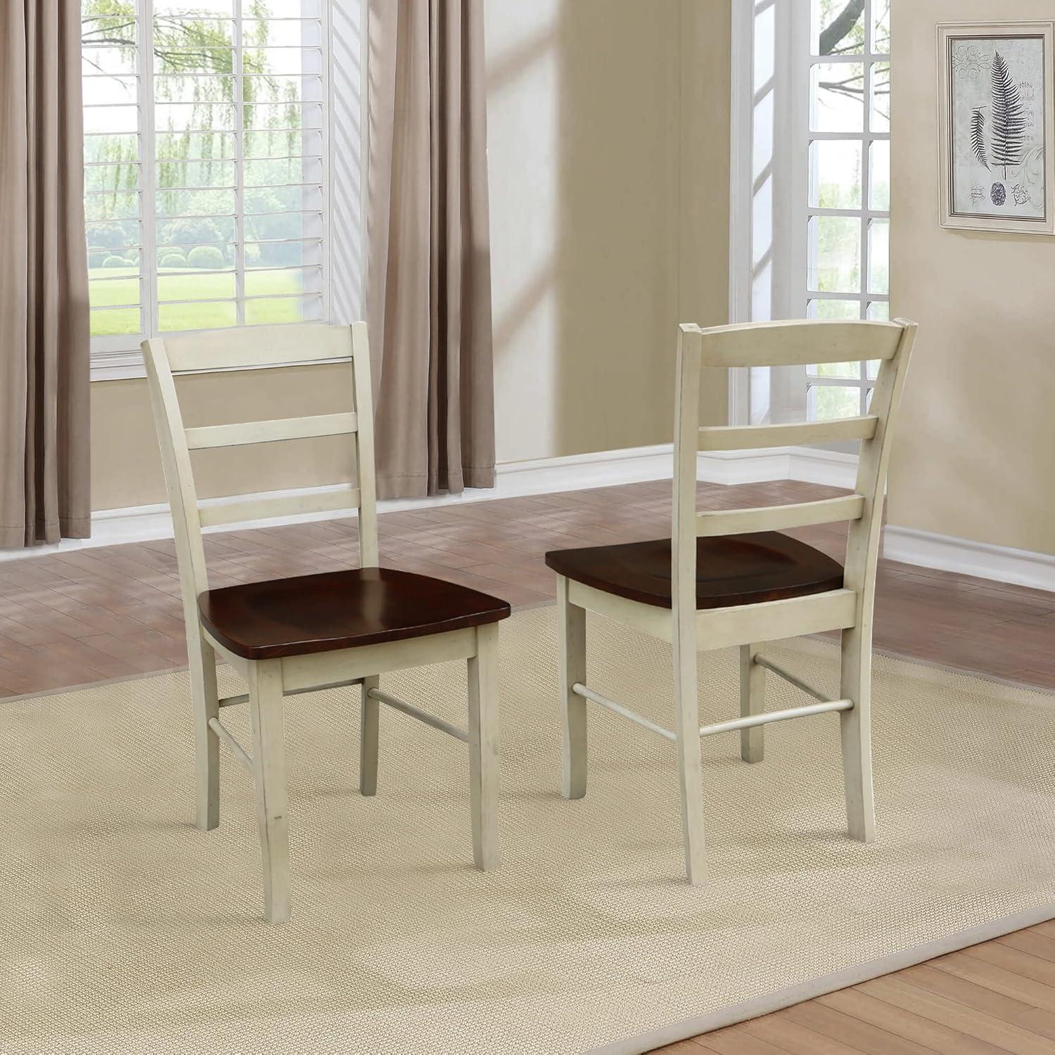 Set of 2 Madrid Ladderback Chairs Antiqued Almond/Espresso - International Concepts: Solid Wood, Unupholstered, Spot Clean