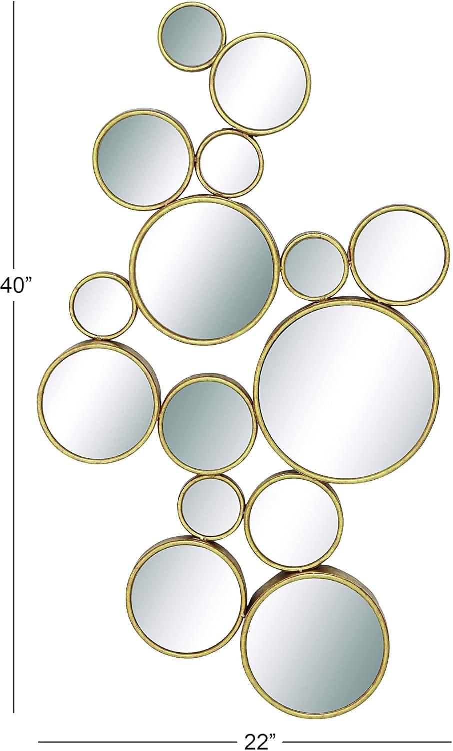 Gold Round Cluster Framed Wall Mirror, 40" x 22"