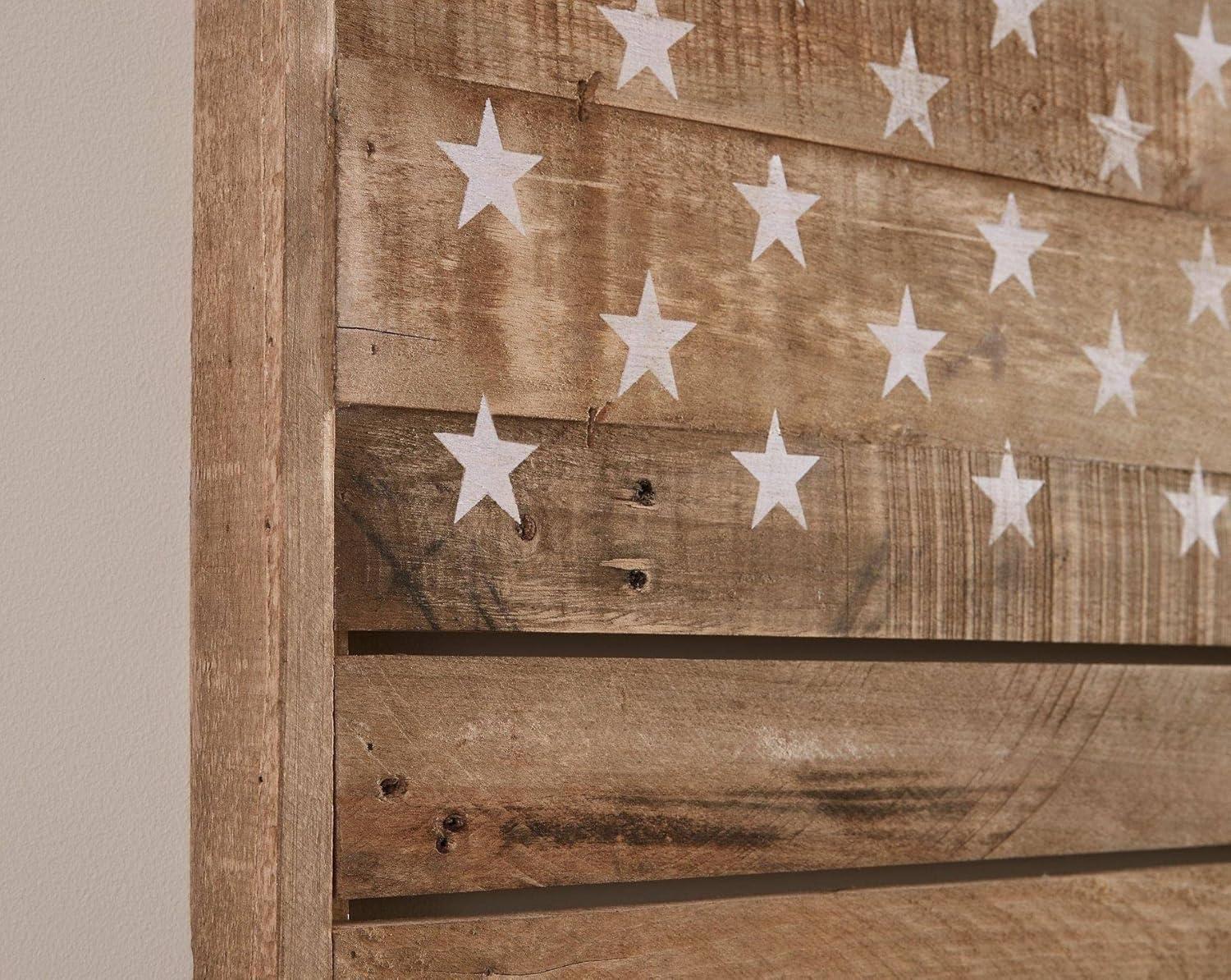 Brown Wooden American Flag Wall Decor, 45 x 30 Inches