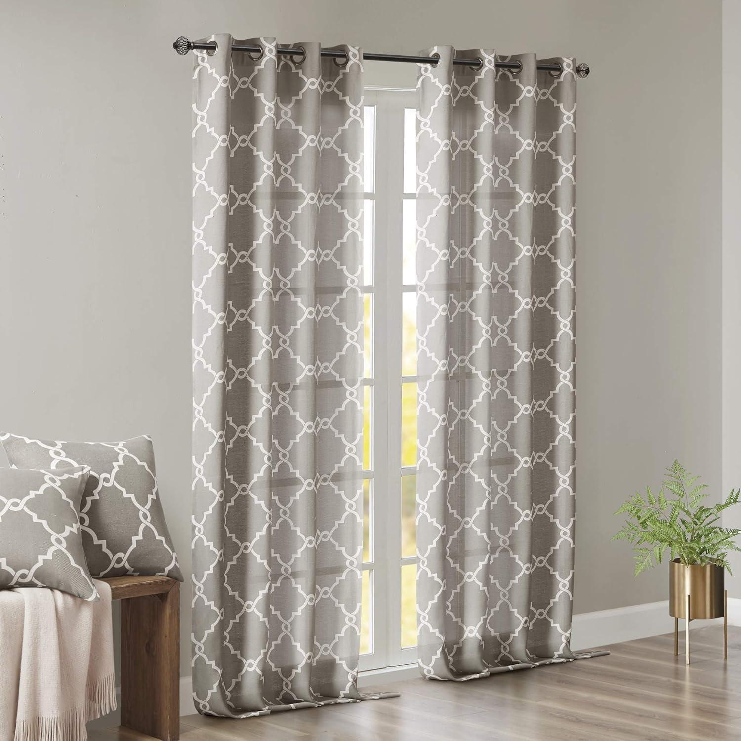 Madison Park Fretwork Print Grommet Top Single Window Curtain Panel