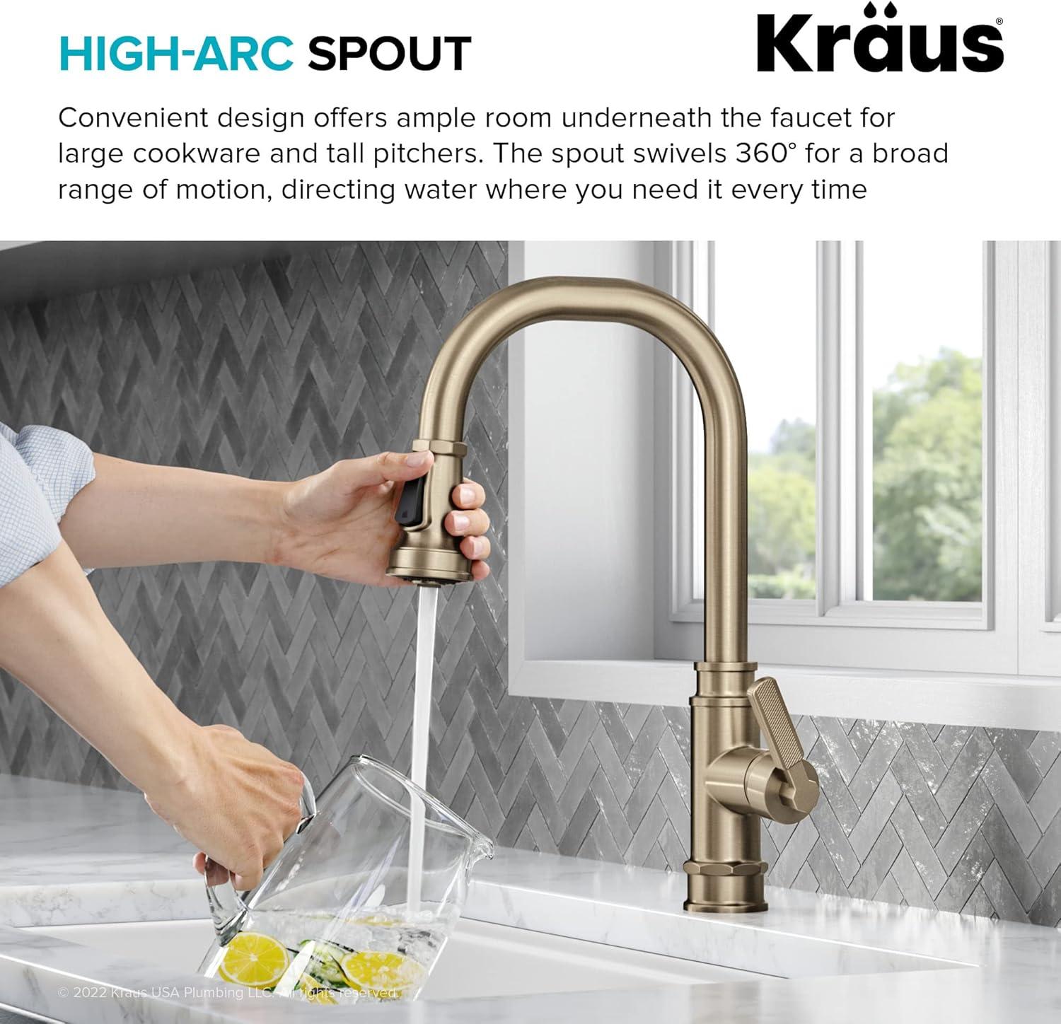 Allyn Transitional Industrial Pull-Down Single Handle Kitchen Faucet