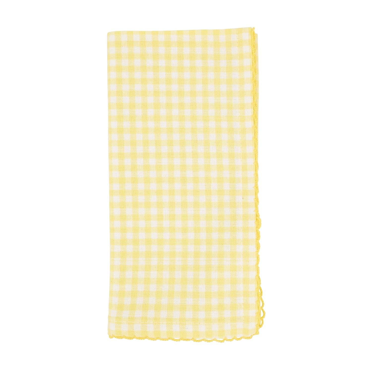 Saro Lifestyle Table Napkins With Gingham Design, Yellow, (Set of 4 pcs)