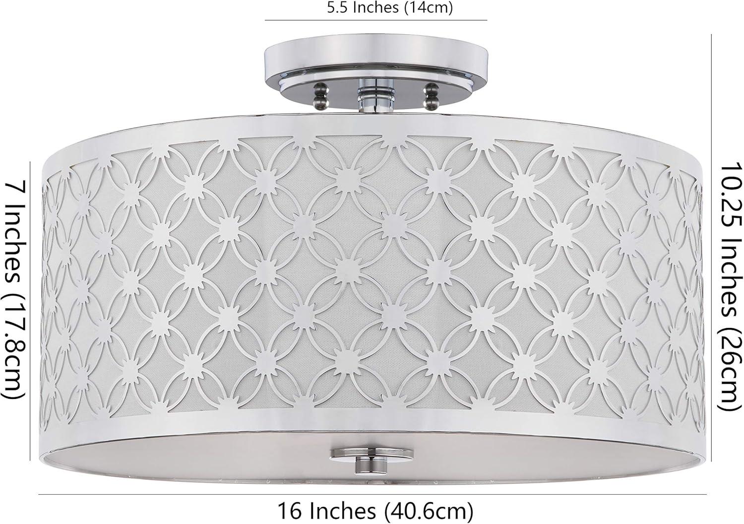 Retro Chic 16" Chrome Drum Flush Mount Ceiling Lamp