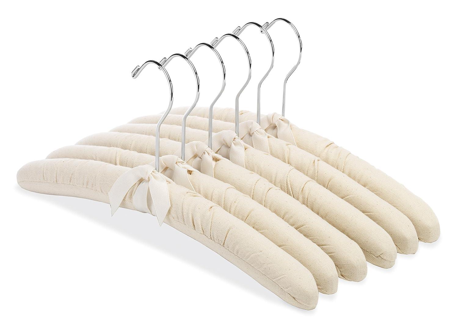 Whitmor Padded Metal Clothing Hangers with Swivel Hook, 6 Pack, Canvas, for adult use