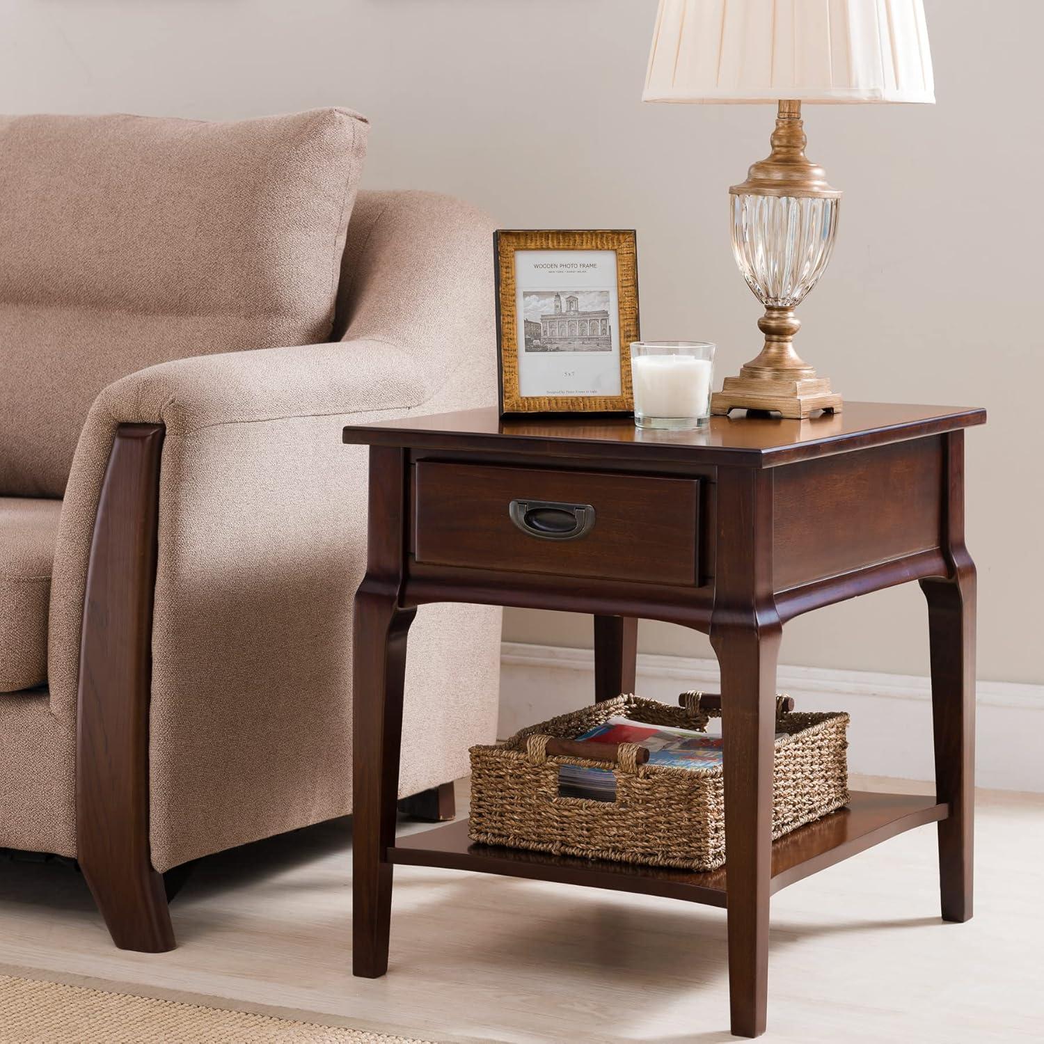 Heartwood Cherry Solid Wood End Table with Storage