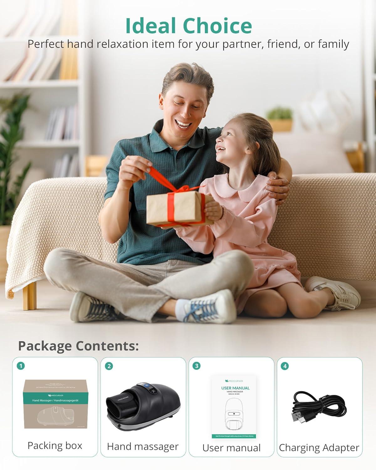 Medcursor Hand Massager, Cordless Hand Massager with Heat and Compression for Carpal Tunnel , Great Christmas Gifts