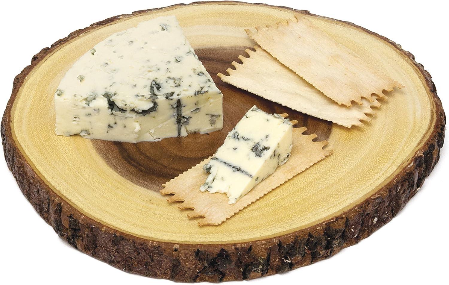 Rustic Acacia Wood Slab Serving Board Set with Live Edge Bark