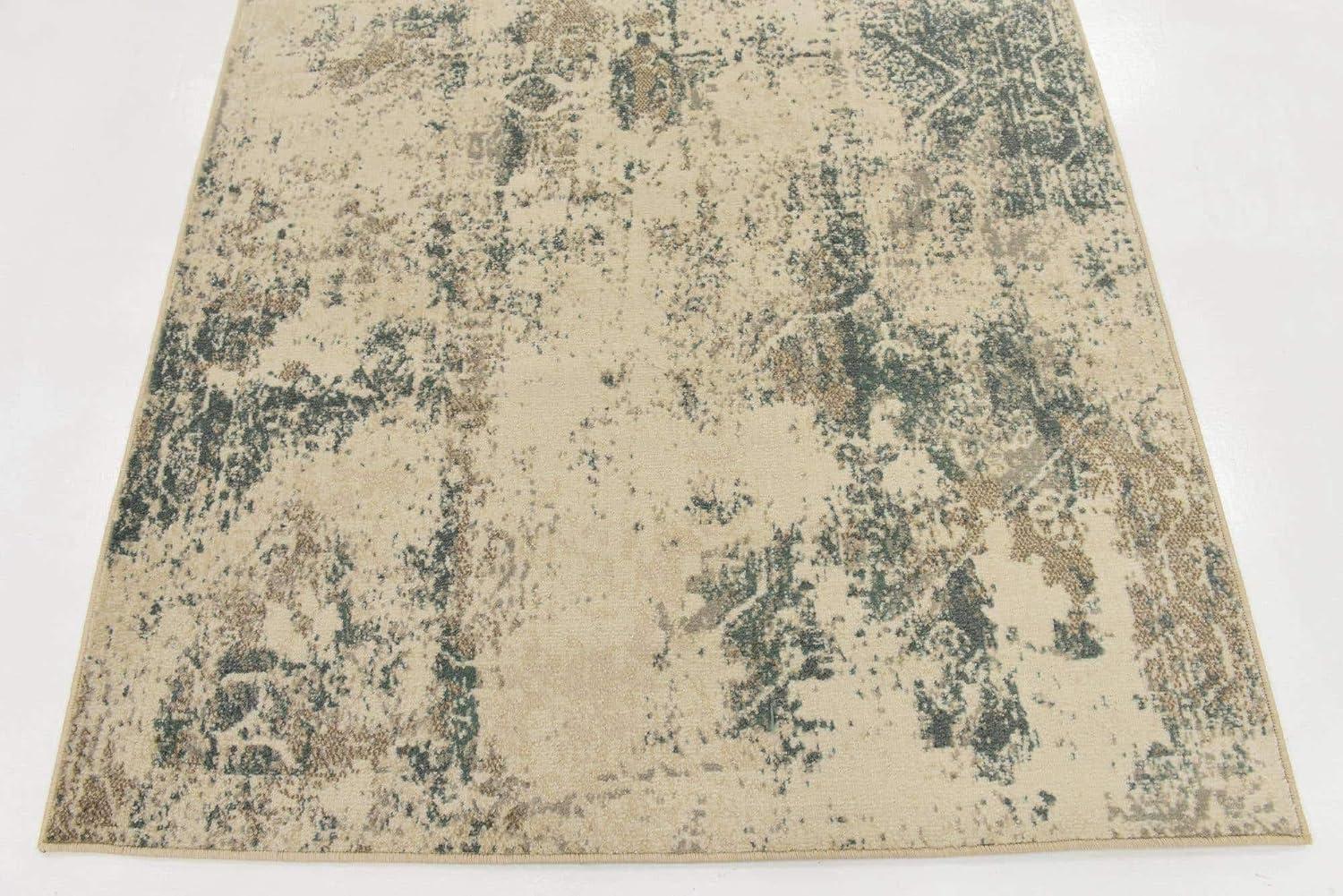 Rectangular Gray Abstract Synthetic Stain-Resistant Area Rug