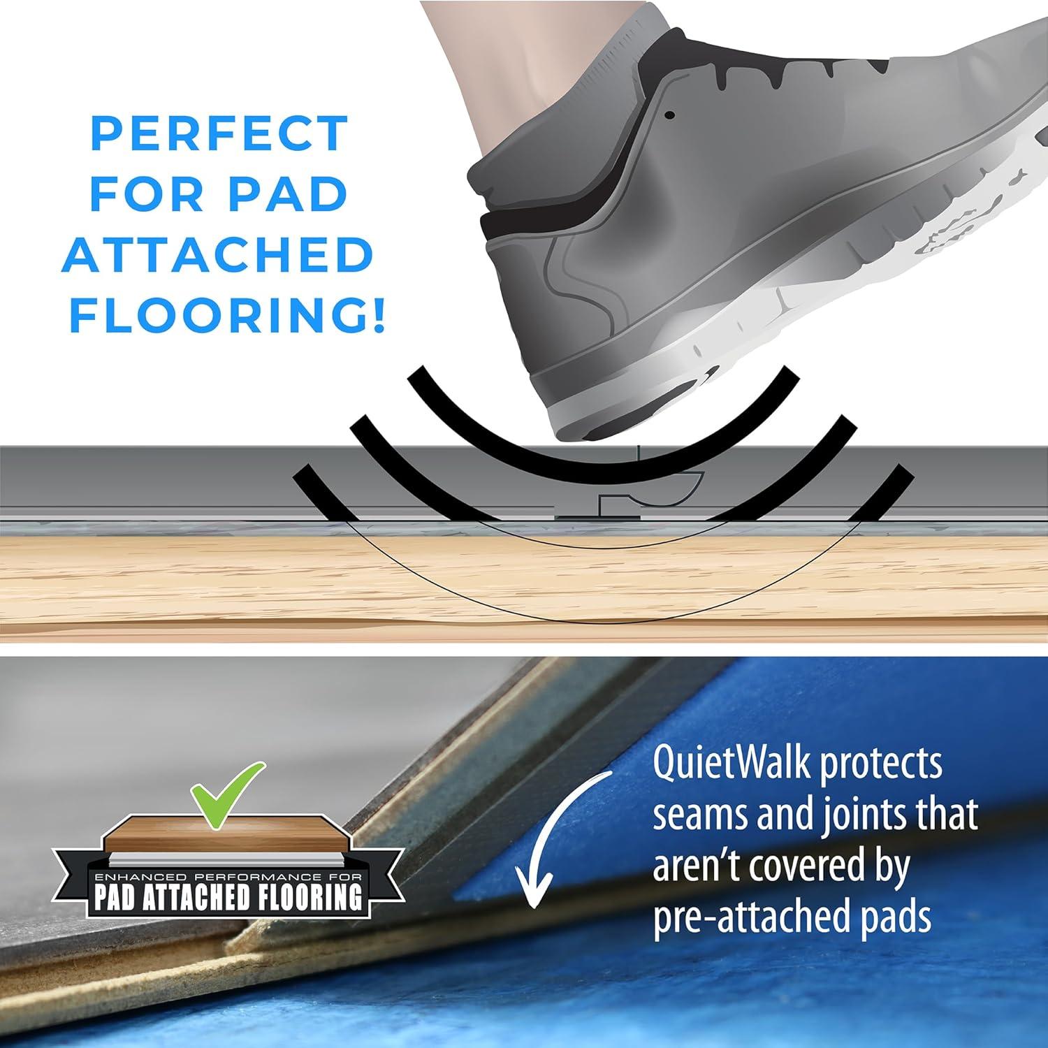 QuietWalk Underlayment 200 sq ft – 3 mm Thick – for Laminate & Hardwood Floors – Approved for Pre-Attached Pad – Recycled Fiber – Floating Install – Sound & Moisture Barrier – Made in USA