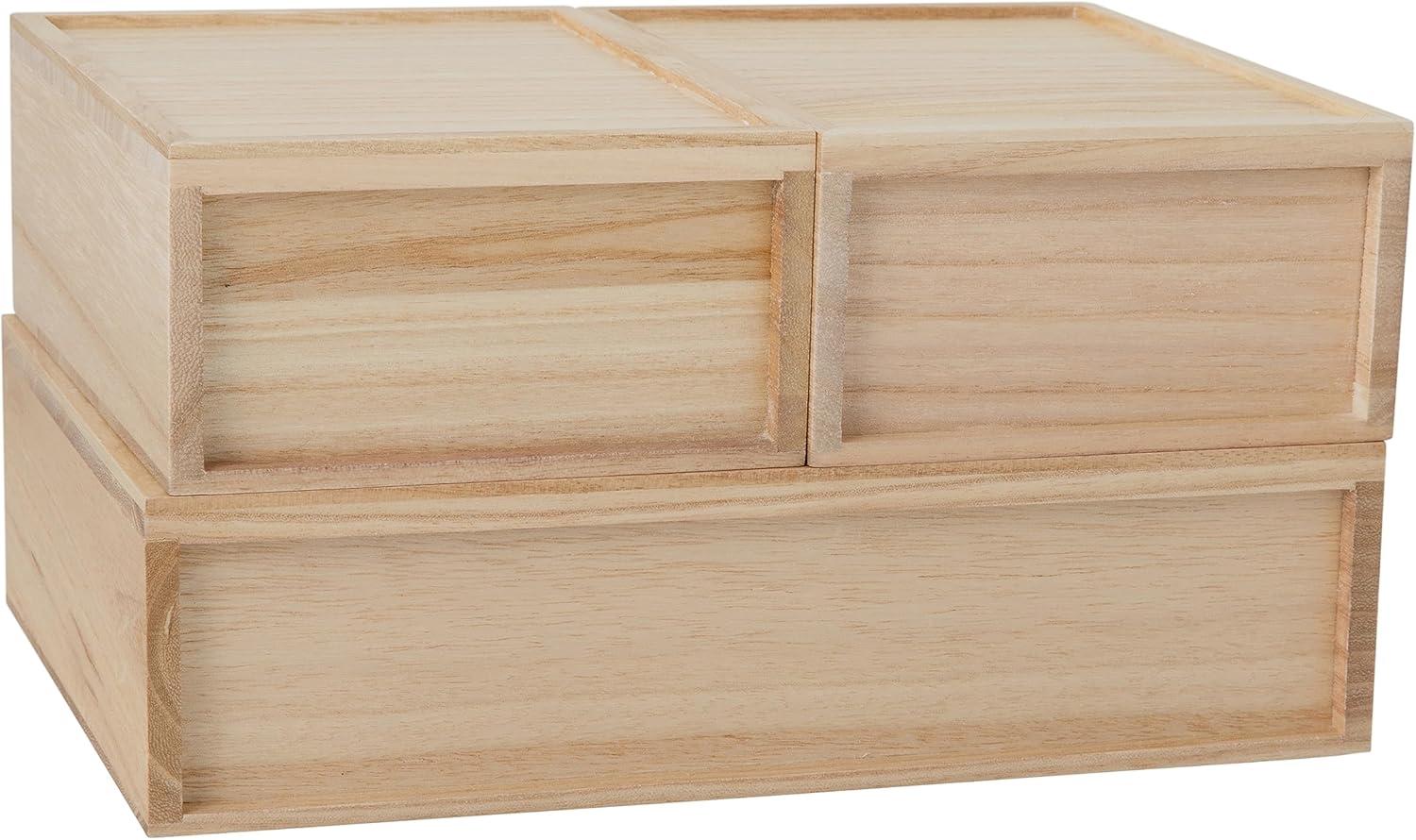 Thomas Martha Stewart Set Of 3 Wooden Storage Boxes With Pullout Drawers