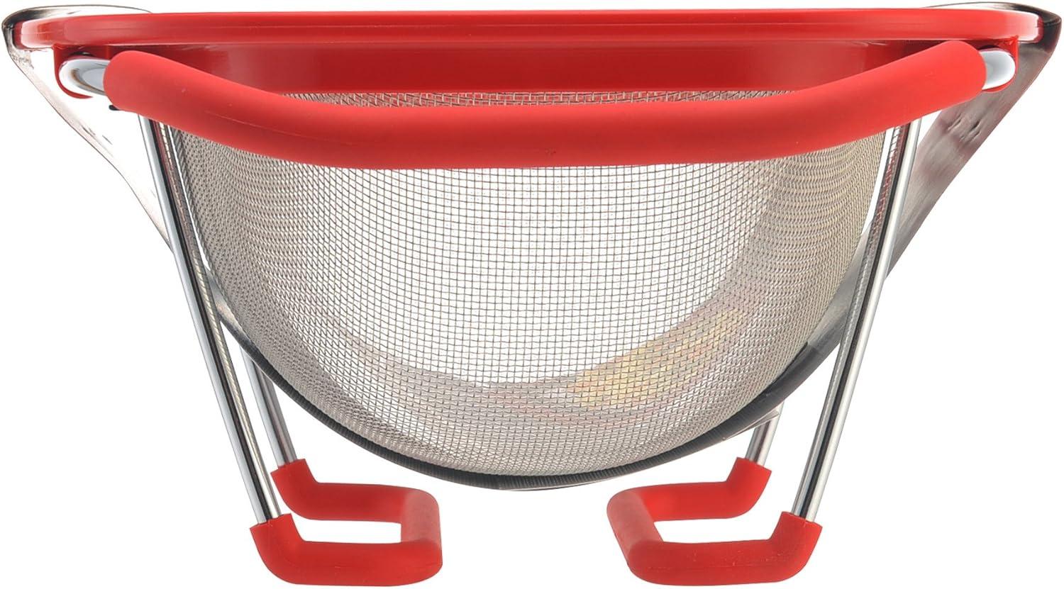 Red Stainless Steel Expandable Over-The-Sink Colander