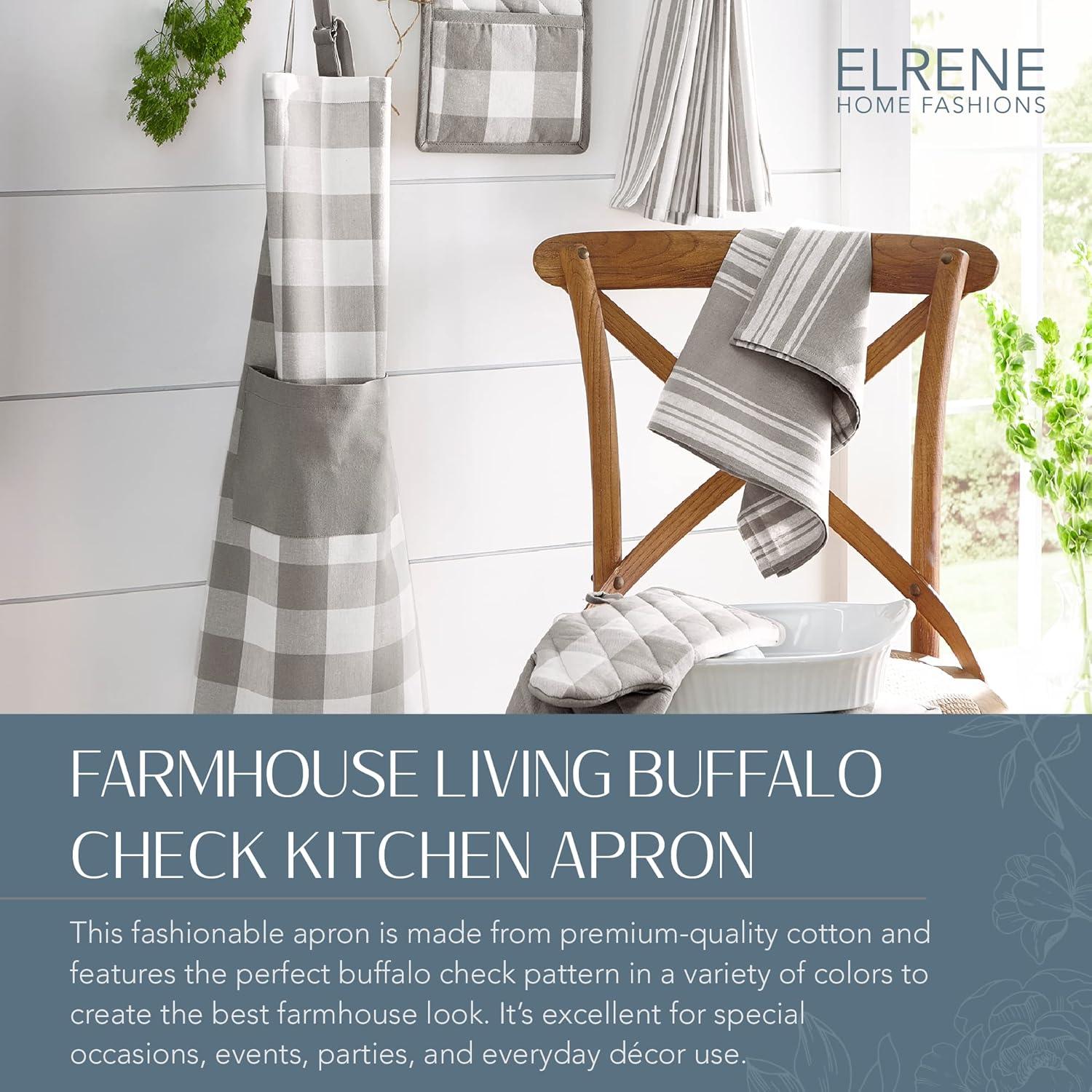 Elrene Farmhouse Living Buffalo Check Kitchen Apron with Pocket - 28" x 33" - Elrene Home Fashions