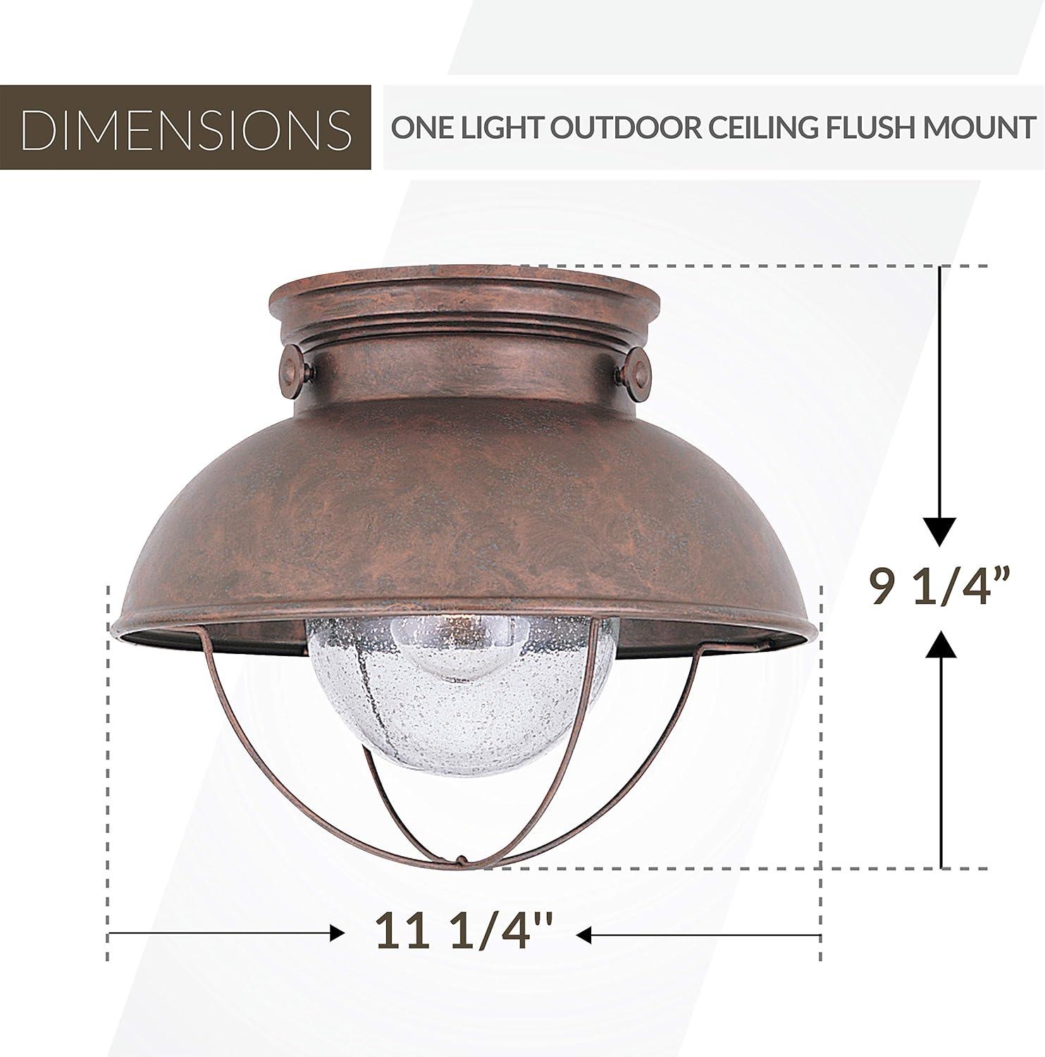 Weathered Copper Seeded Glass 11'' Outdoor Ceiling Light