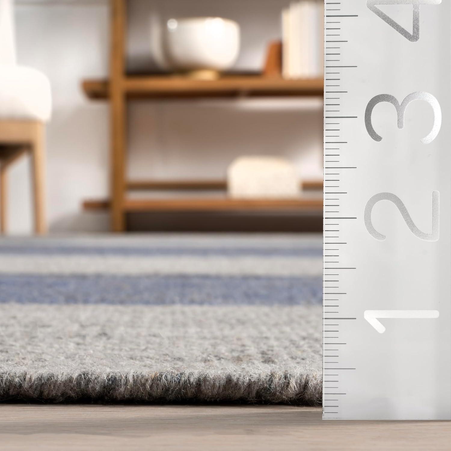 Portland Plaid Wool Blue 8 ft. x 10 ft. Indoor/Outdoor Patio Rug