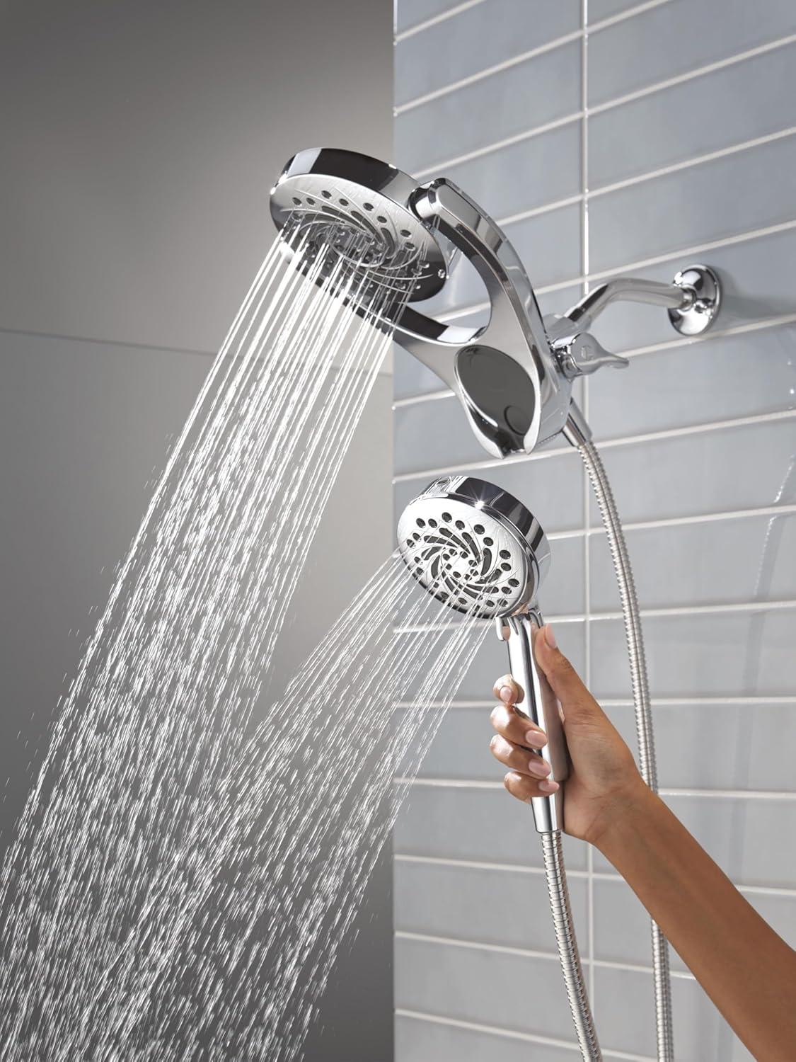 Delta 75419 5-Setting HydroRain 2-in-1 Dual Shower Head with ProClean Spray