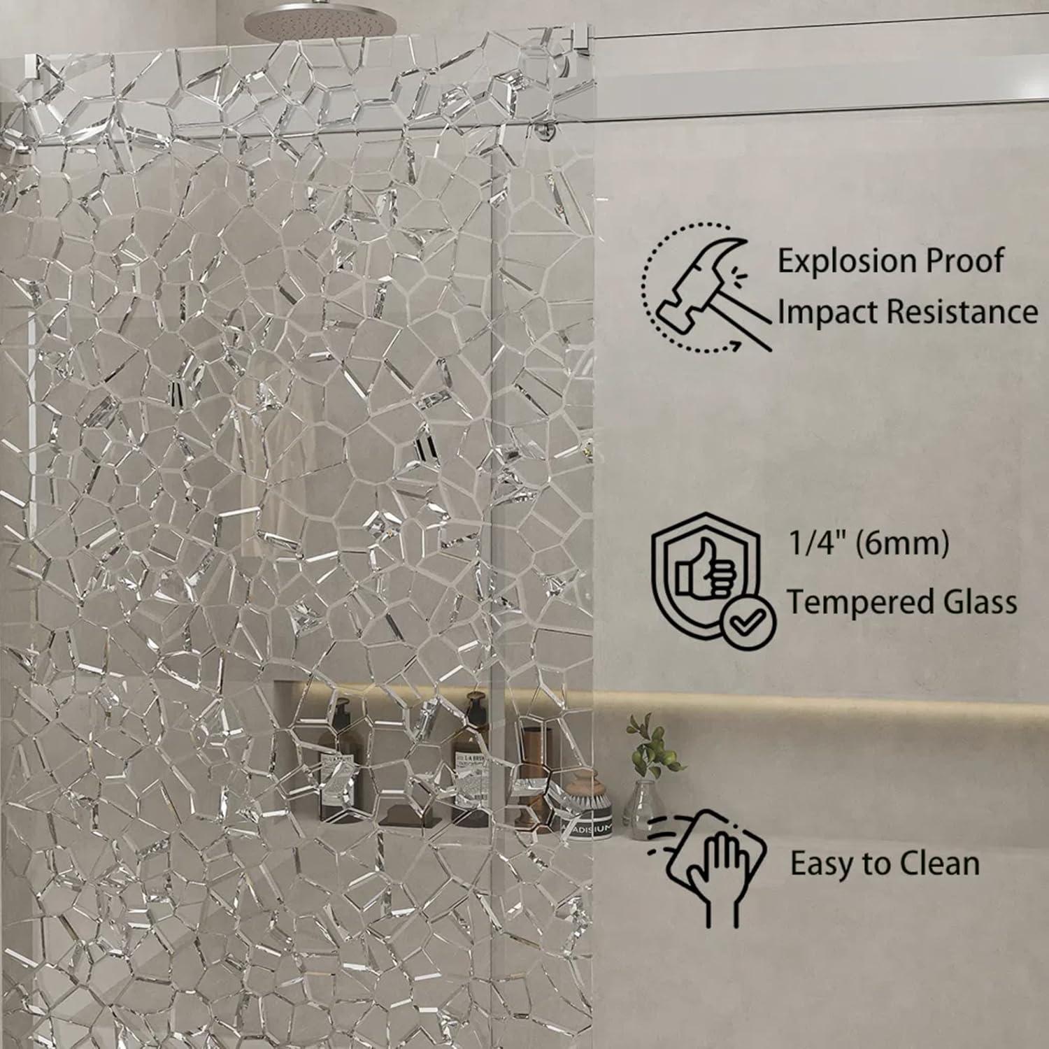 YTTSOYTS 56-60 In. X 76 In Double Sliding Shower Door, 5/16 In Clear Tempered Glass Easy-Clean Coating Chrome AA01-BLACK