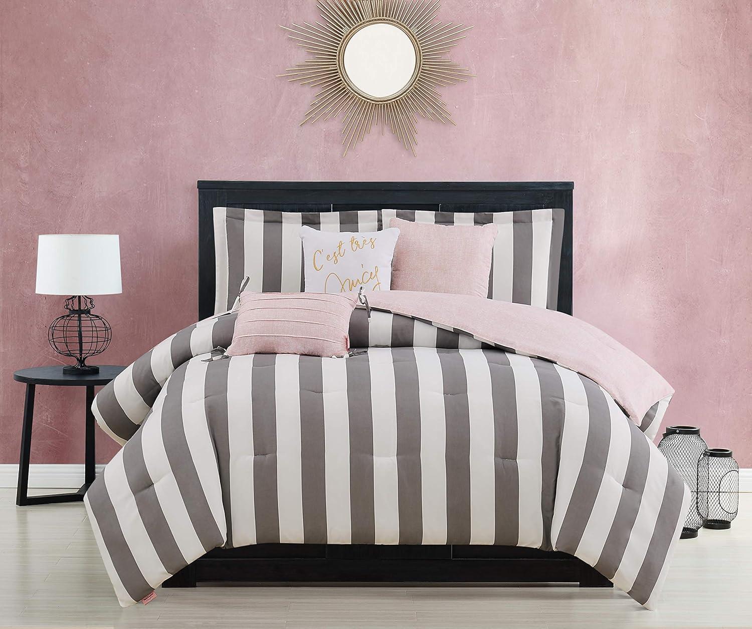 Juicy Couture Cabana Stripe Reversible Comforter Setswith Decorative Pillows
