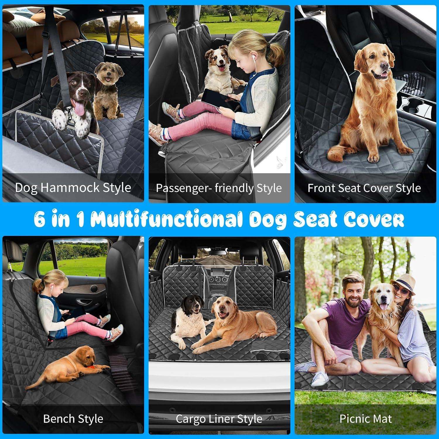 URPOWER Black Waterproof Dog Car Seat Cover with Mesh Window