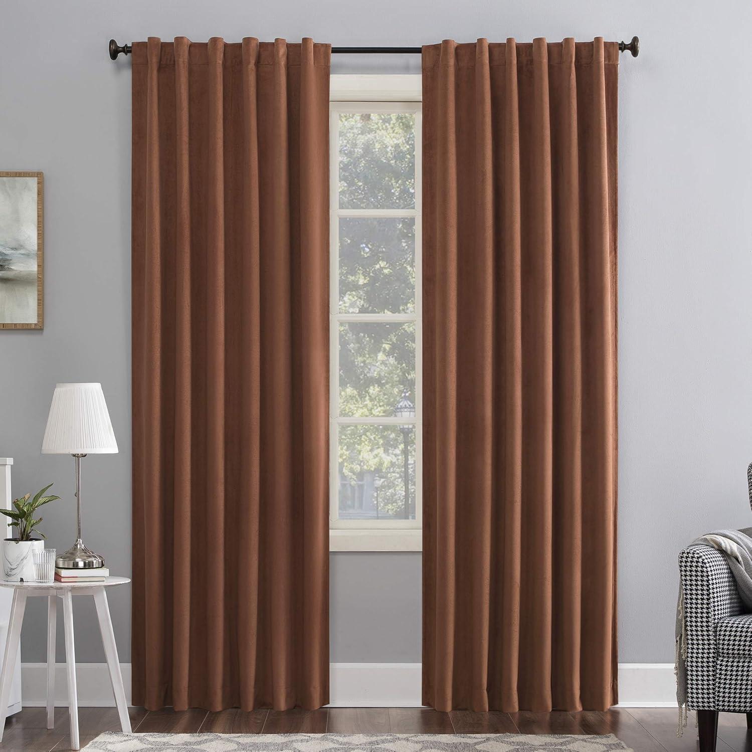 Sun Zero Velvet Noise Reducing Thermal Extreme 100% Blackout Back Tab Curtain Panel