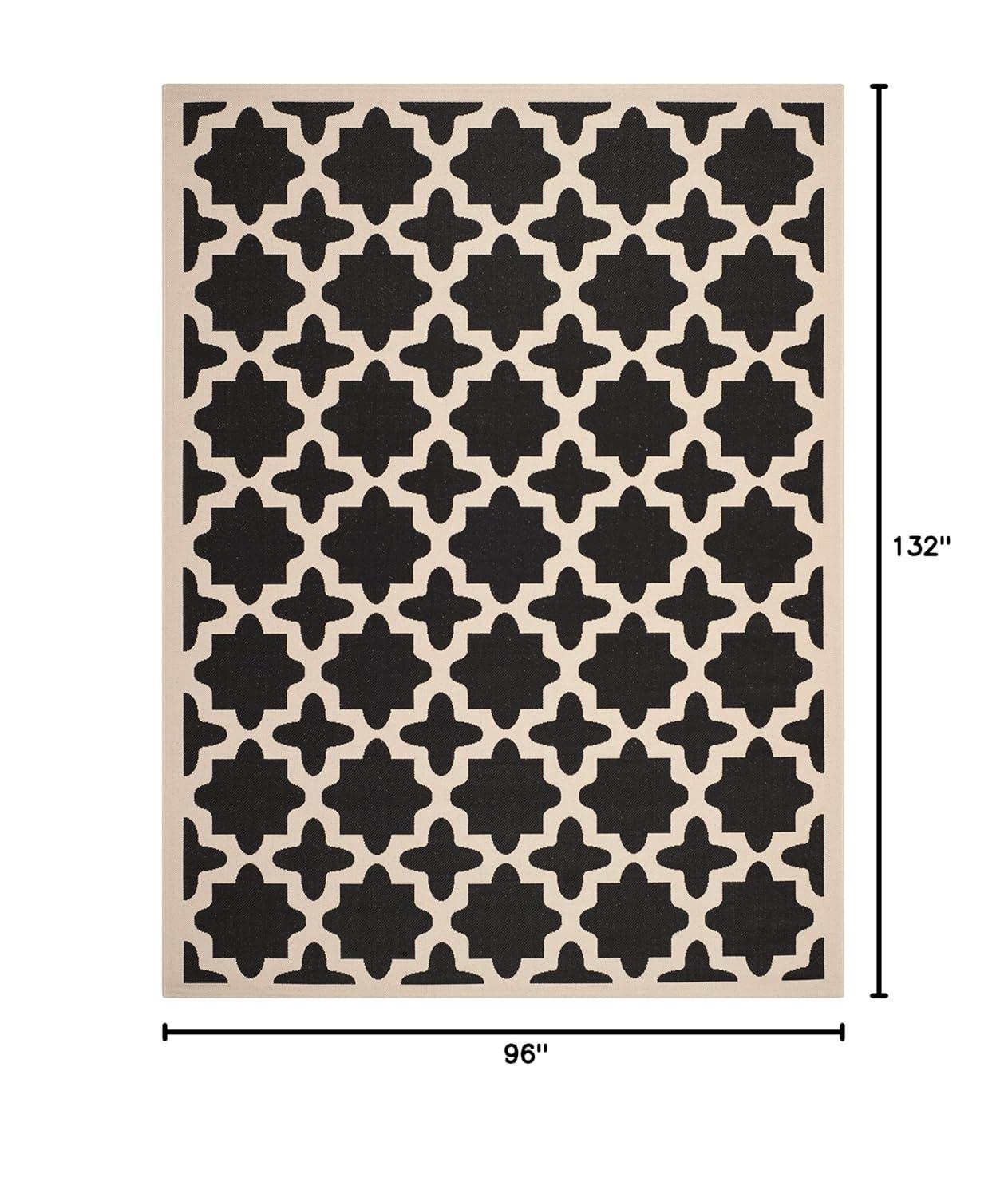 Courtyard CY6913 Power Loomed Indoor and Outdoor Area Rug - Black/Beige - 8'x11' - Safavieh