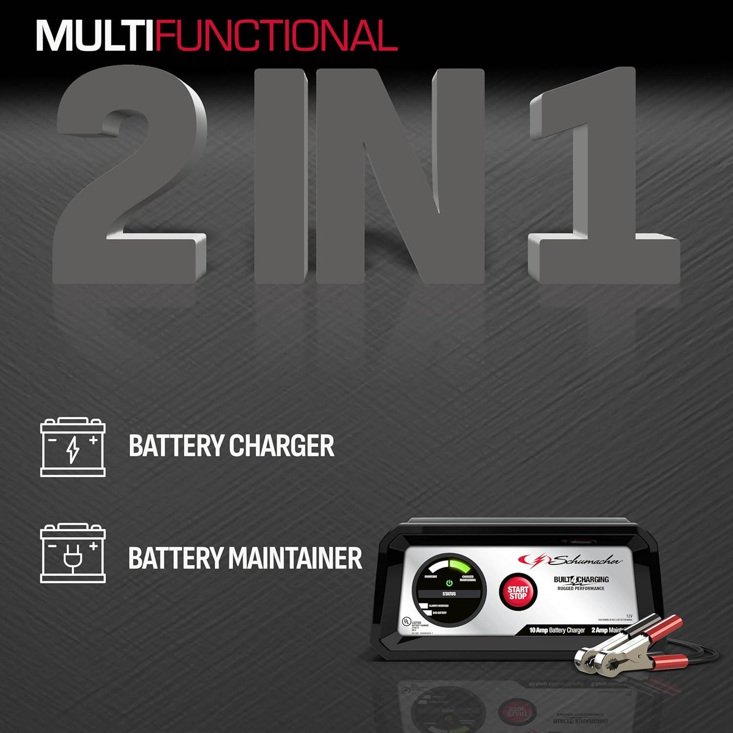 Schumacher SC1282 10-Amp 12V Fully Automatic Battery Charger and Maintainer - New in Box