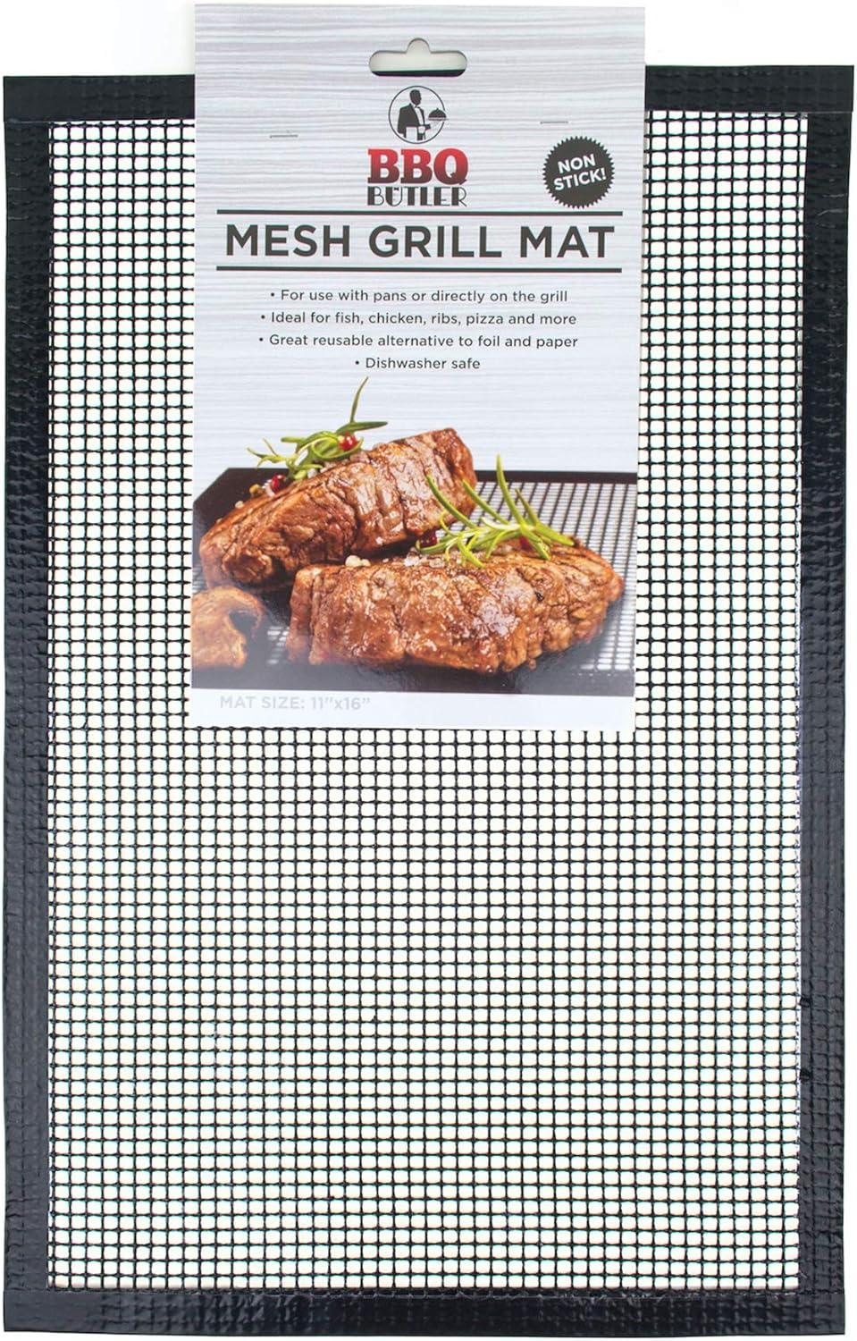 SENRISE BBQ Grill Mesh Mat Nonstick Grilling Mesh Pads Outdoor Oven Grill Baking Sheet Reusable Black