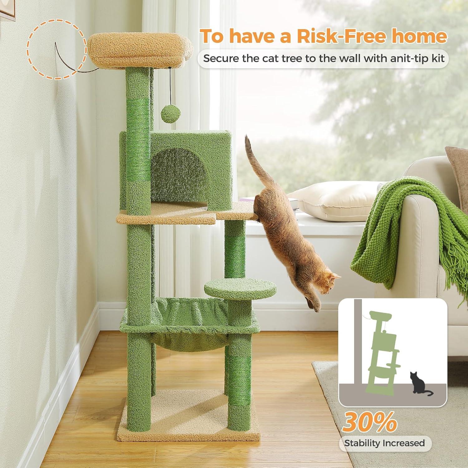 Gothic Cat Tree With Super Large Hammock, Cat Tower With Coffin Bed, Cat Condo, Sisal Scratching Posts & Top Perch, Multi-Level Goth Cat Tree, Halloween