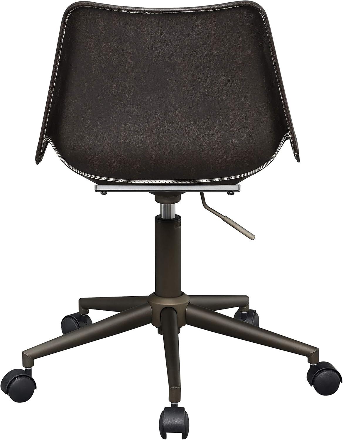 Contemporary Brown Fabric and Rustic Taupe Metal Desk Chair