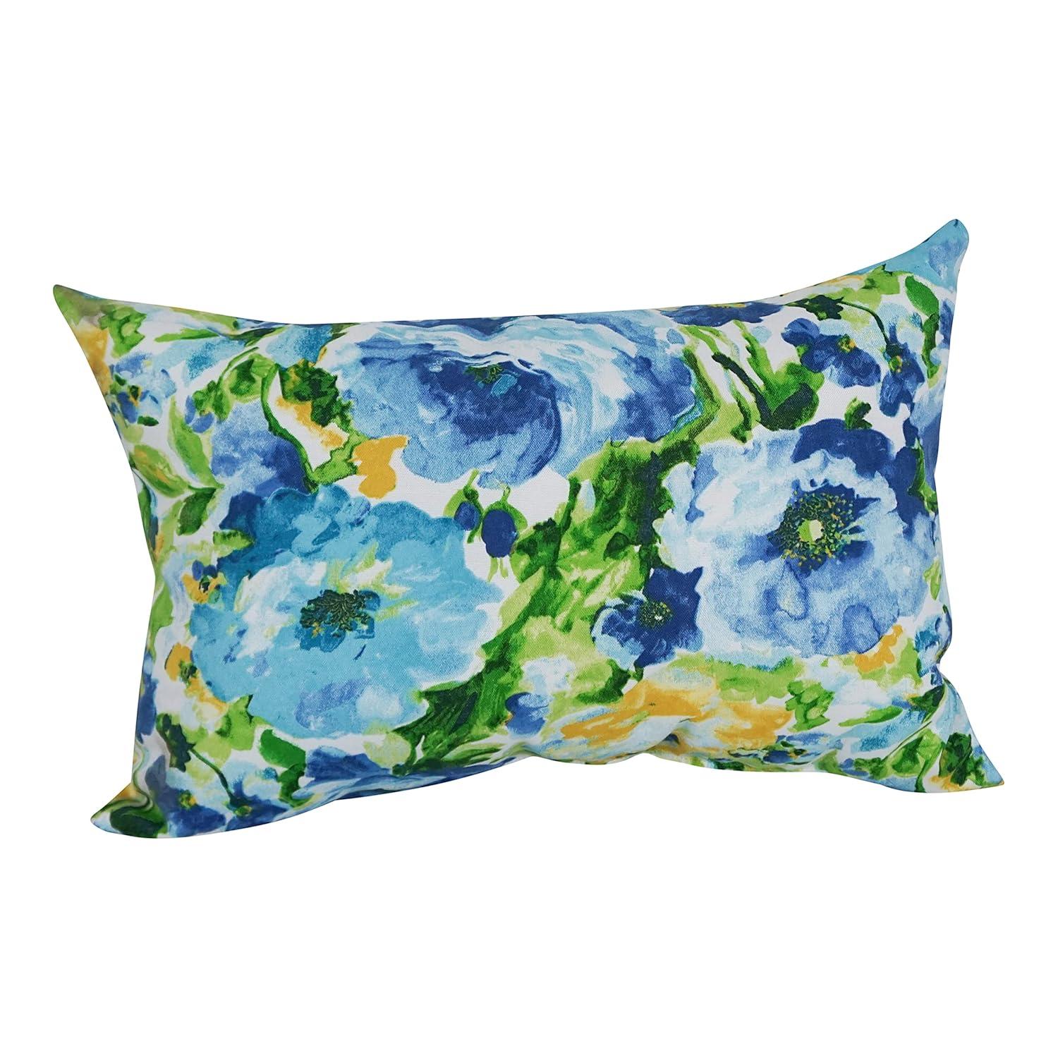 Blazing Needles 9911-S2-REO-65 12 x 20 in. Rectangular Spun Poly Throw Pillows, Lesandra Sunblue - Set of 2