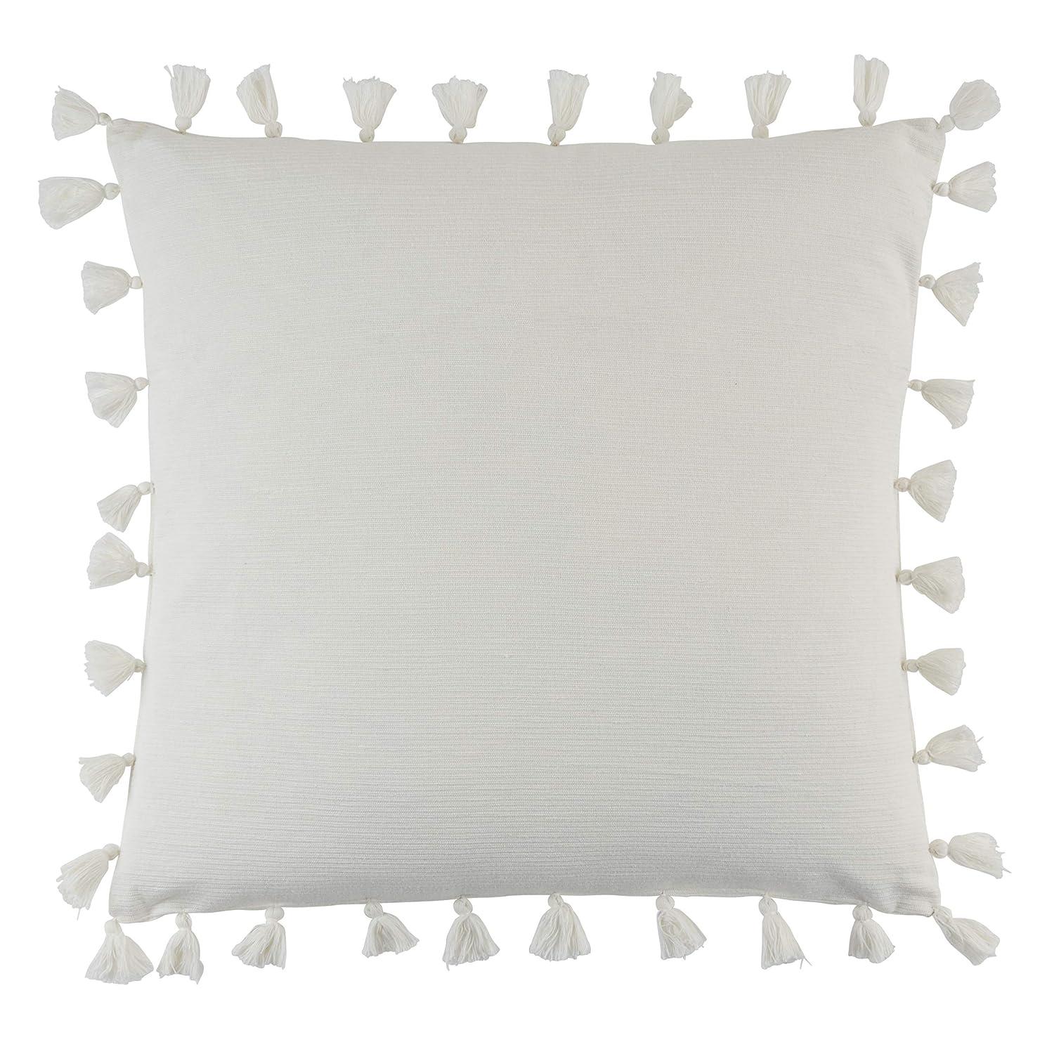 Saro Mabel Collection Tassels Cotton Throw Pillow