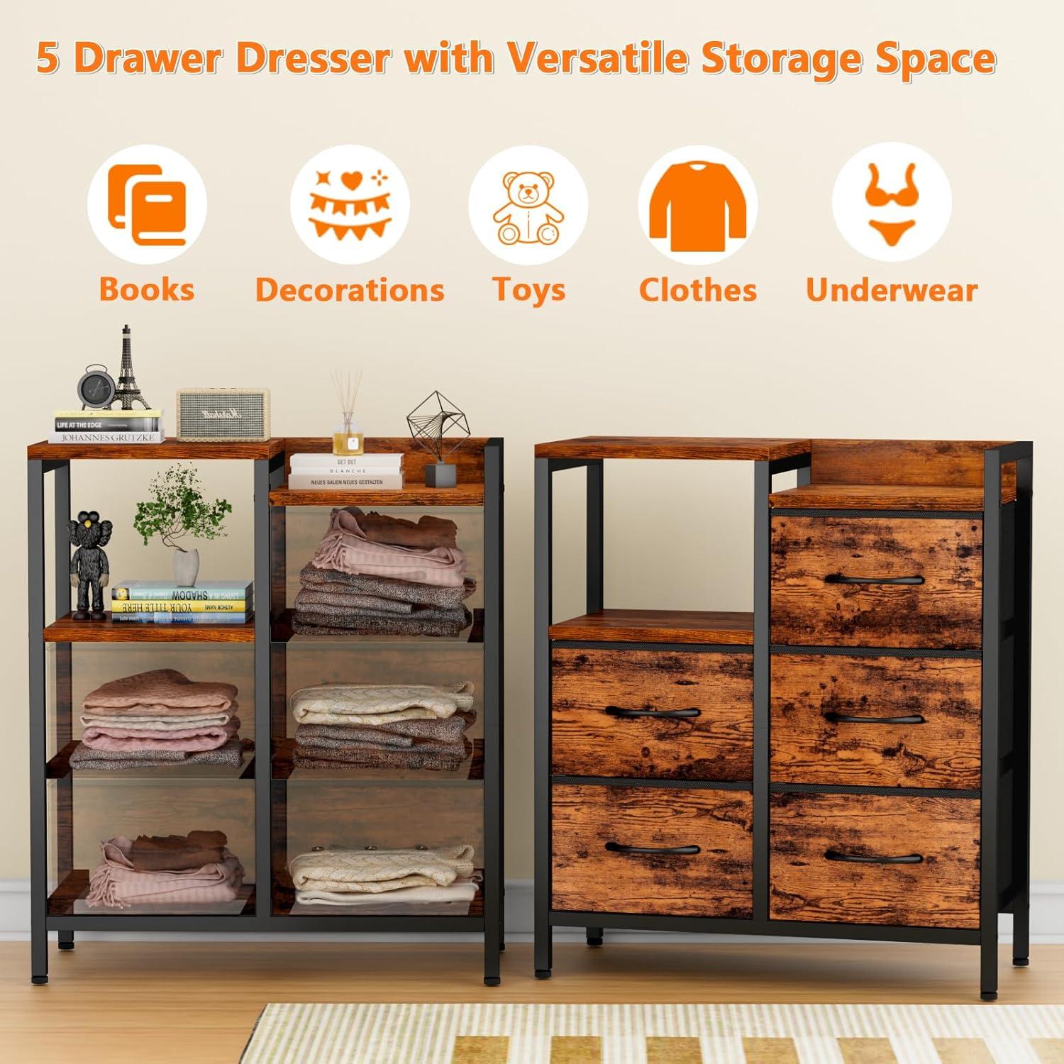 Ameriwood 5 Drawer Rustic Dressers