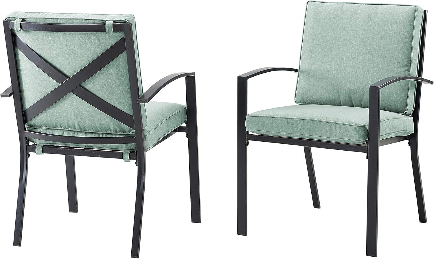 Kaplan Outdoor Dining Chairs with Green Cushions, Set of 2