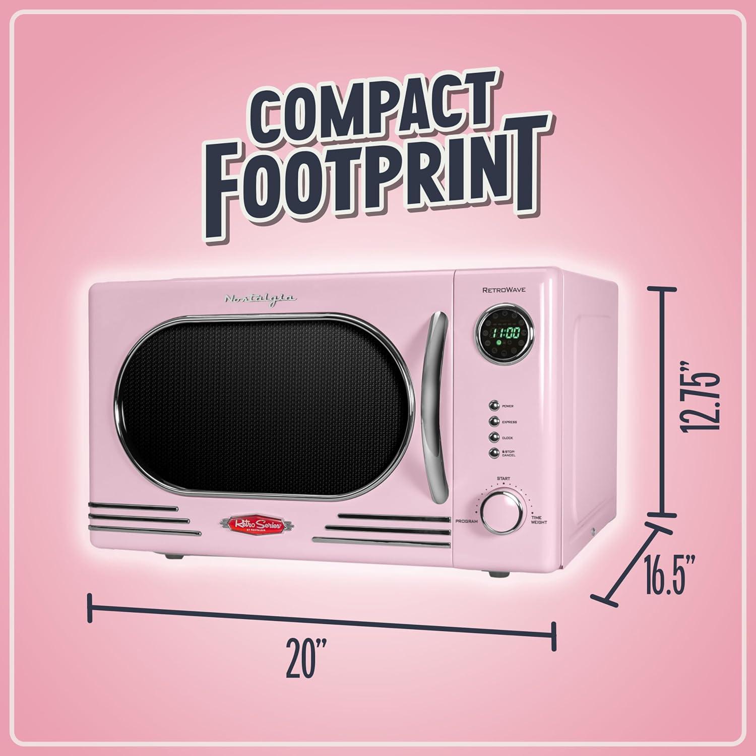 Nostalgia Retro Countertop Microwave 1.1 Cu Ft & 1000 Watt NRMO11PK6A