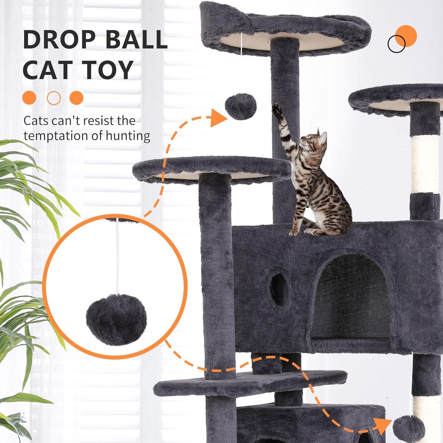 FDW 54in 70in Cat Tree Tower for Indoor Cats,Munlti-Level Cat Furiture Activity Center with Cat Scratching Posts for Kittens Pet Play House