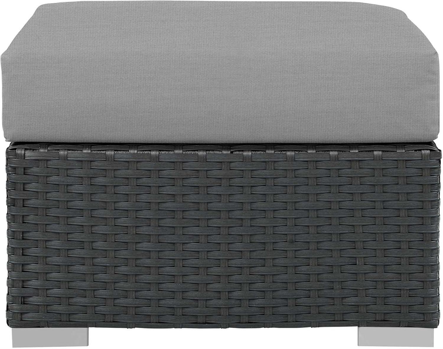 Modway Sojourn Aluminum and Rattan Patio Ottoman in Canvas/Gray