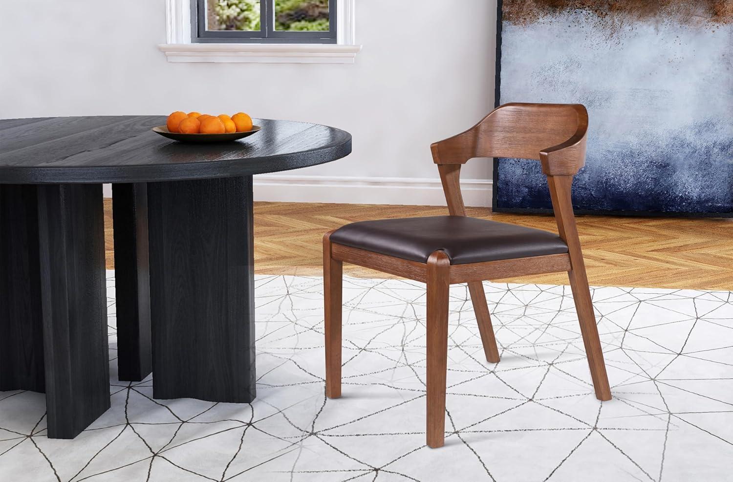 Rasmus Dining Chair Chestnut - Boraam: Acacia Wood, Faux Leather, Easy-to-Clean, 250lb Capacity