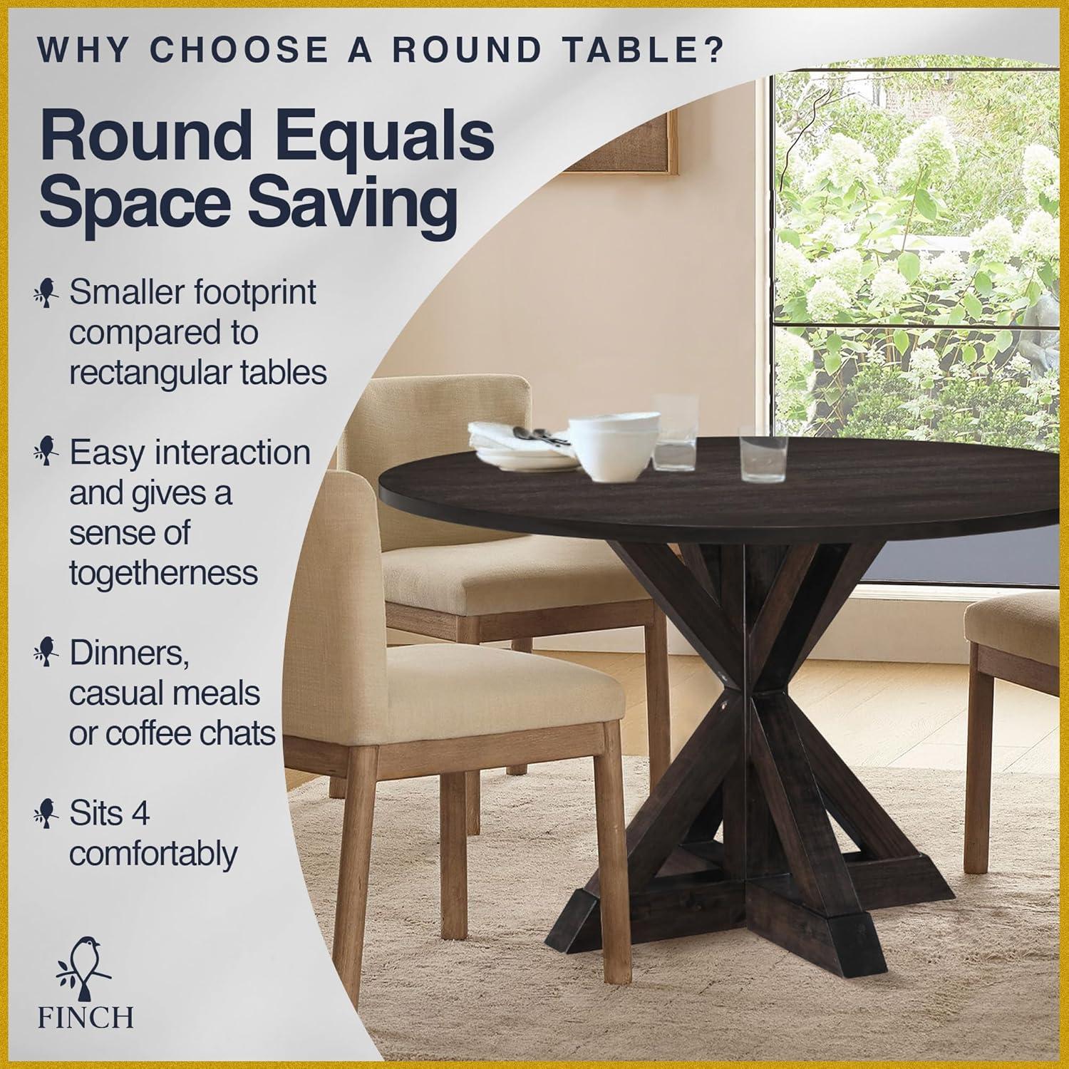 Finch Alfred Round Solid Wood Rustic Dining Table & Reviews | Wayfair