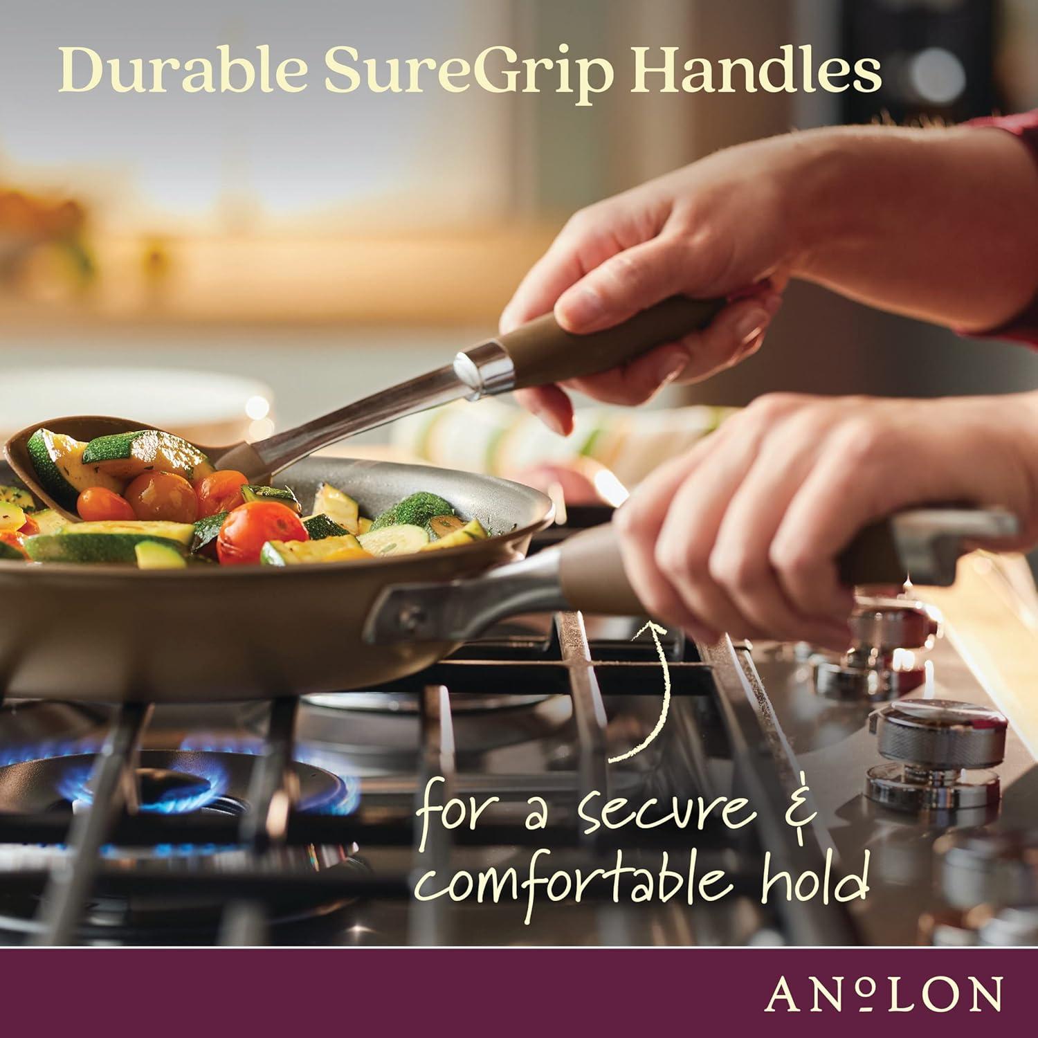 Anolon Advanced Home 12" Hard-Anodized Nonstick Deep Frying Pan with Lid, Bronze